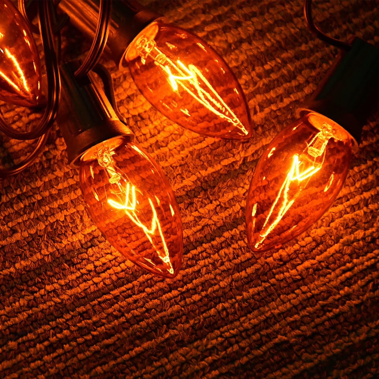 Doratale C9 Orange Replacement Bulbs, 25 Pack, 7 Watt, 120 Volt, Glass, C9/E17 Intermediate Base