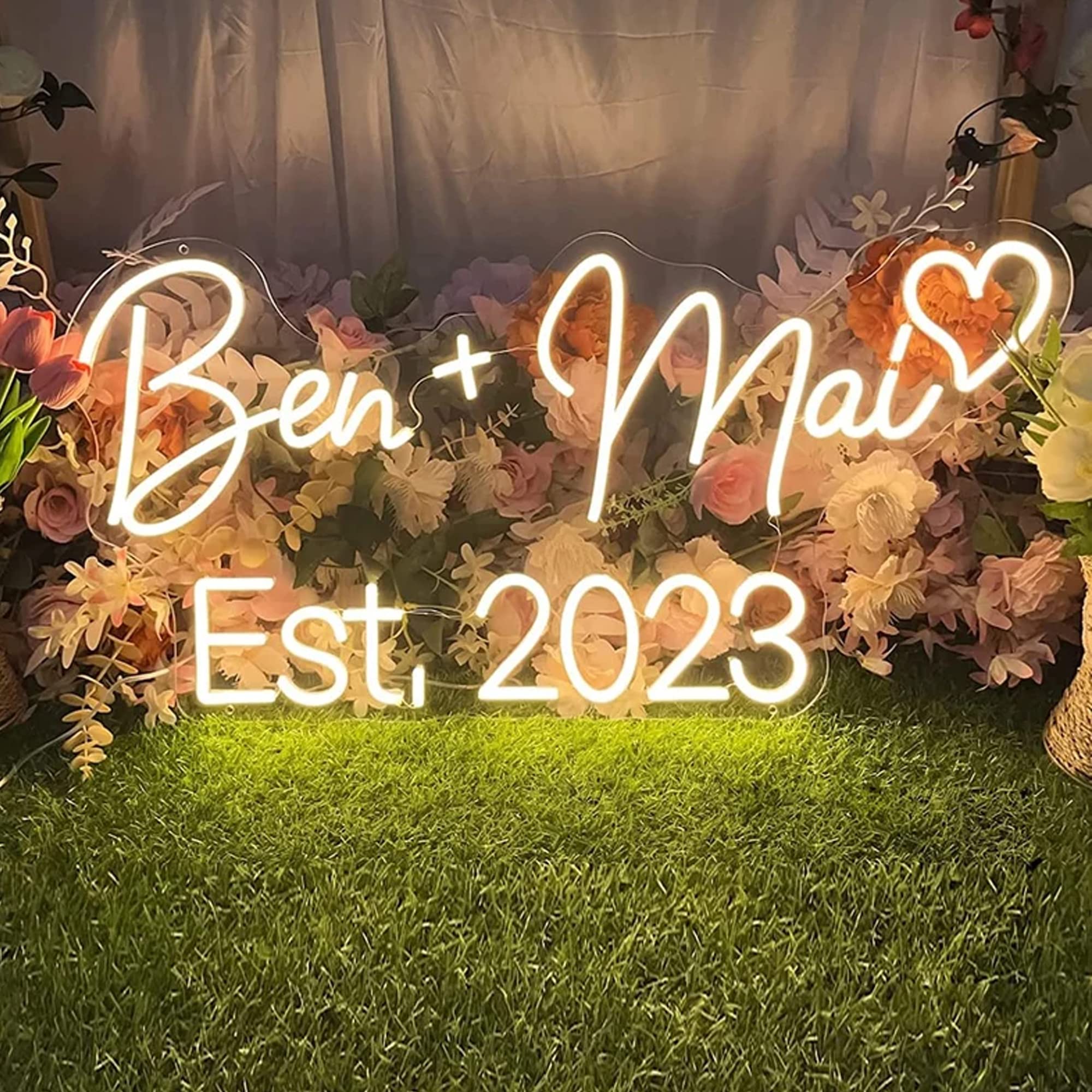 Hemoer Custom Neon Sign - Handmade Dimmable Led Wall Decor, 2 Line, 11 Colors, Ideal For Parties, Weddings, Bars, And Coffee Shops