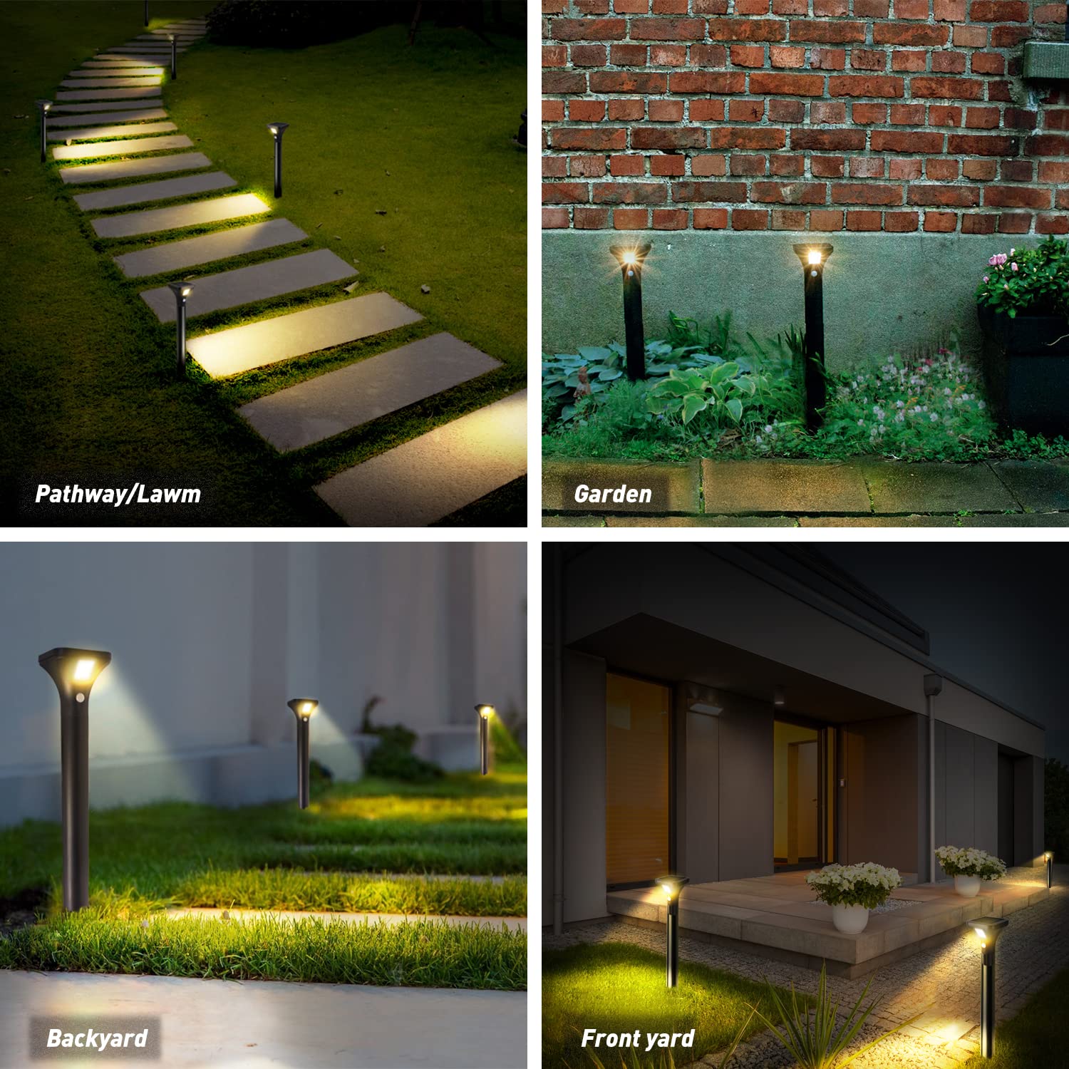 AURAXY Solar Outdoor Lights with Motion Sensor, Waterproof LED Pathway Lights, 4 Pack, Black, Model 739713532545