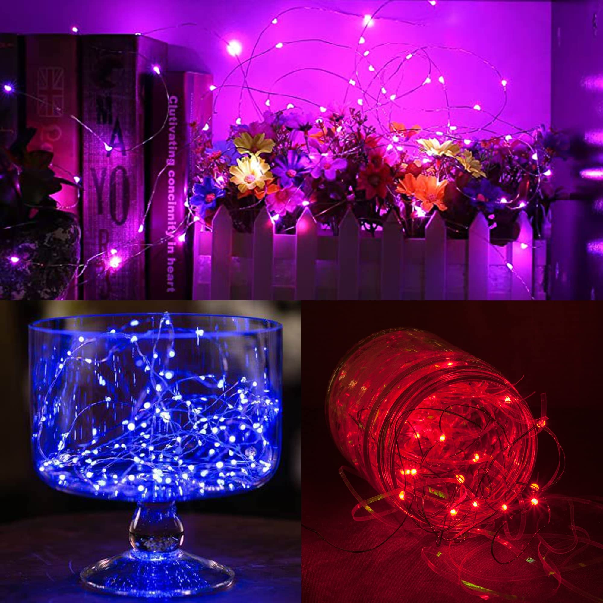 WATERGLIDE 12 Pack Battery Operated Fairy Lights, 6.5ft 20 LED Silver Wire, Waterproof, Multicolor for Wedding & Party Decor