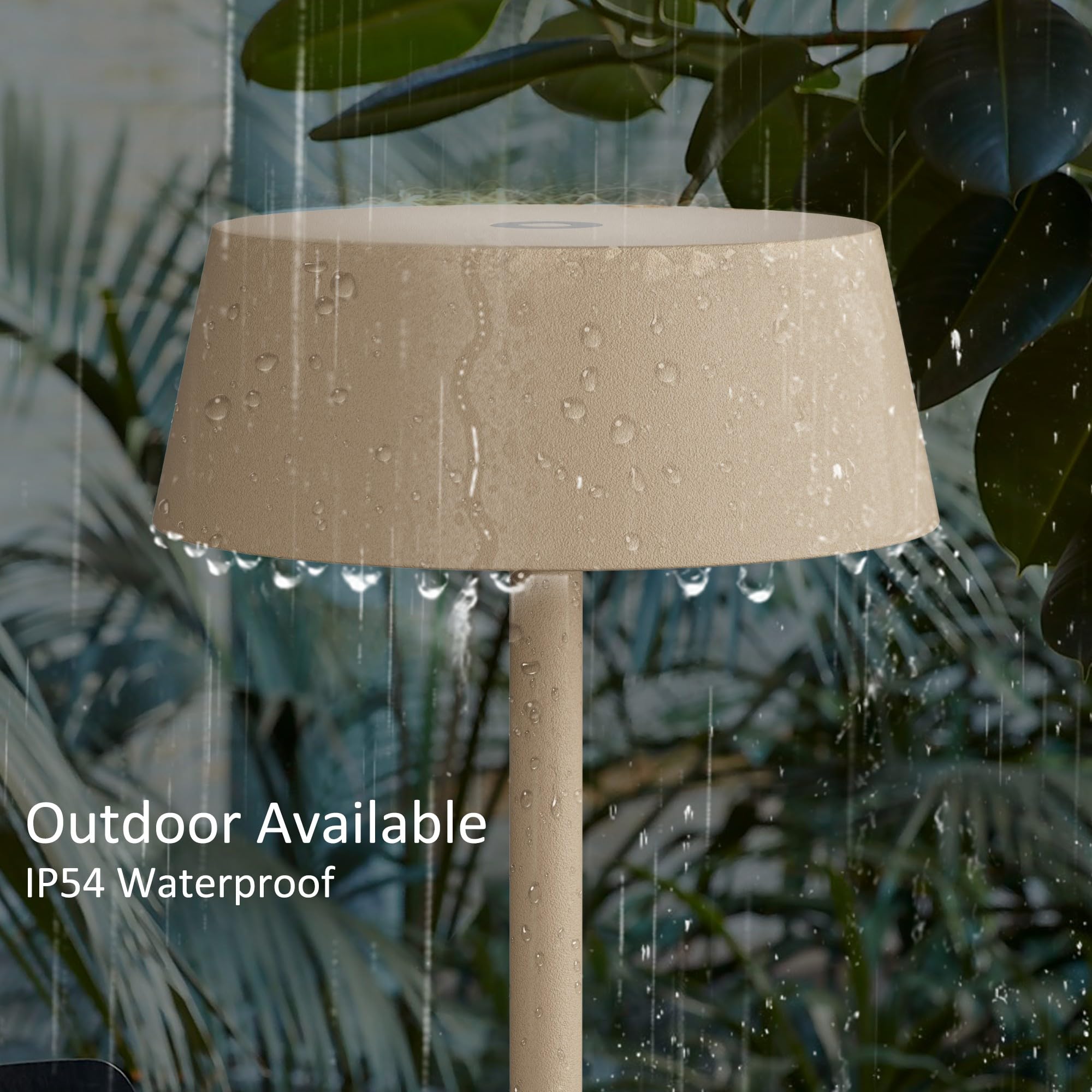 Aipsun Khaki Rechargeable Table Lamps Set Of 2, Battery Operated Table Lamp Cordless Outdoor Touch Led Table Lamp For Restaurant