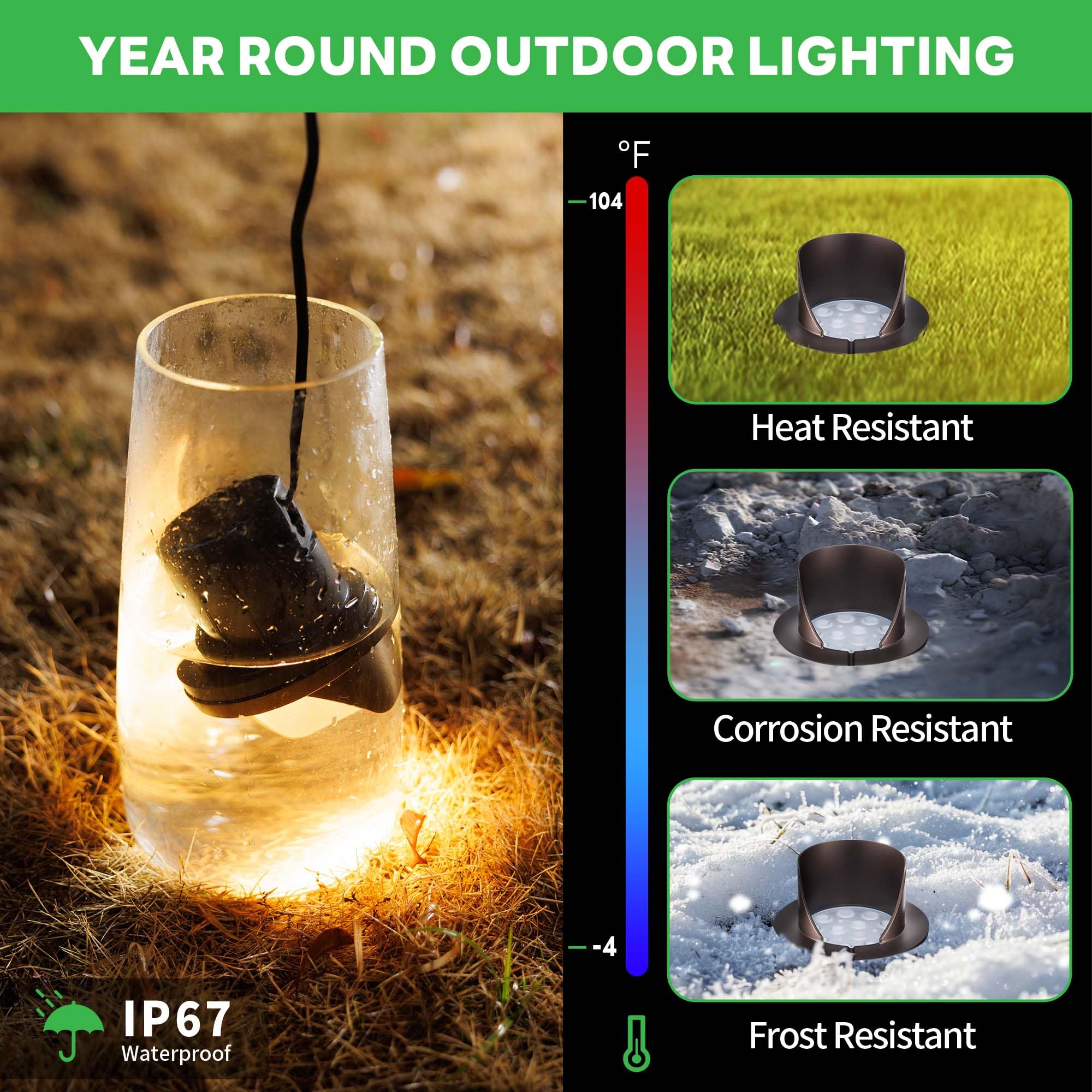 Varmtalys Low Voltage Well Lights Led, 12V In-Grade Landscape Lights, Outdoor Ip67 Waterproof, 6'' Wired Shielded Top Aluminum O