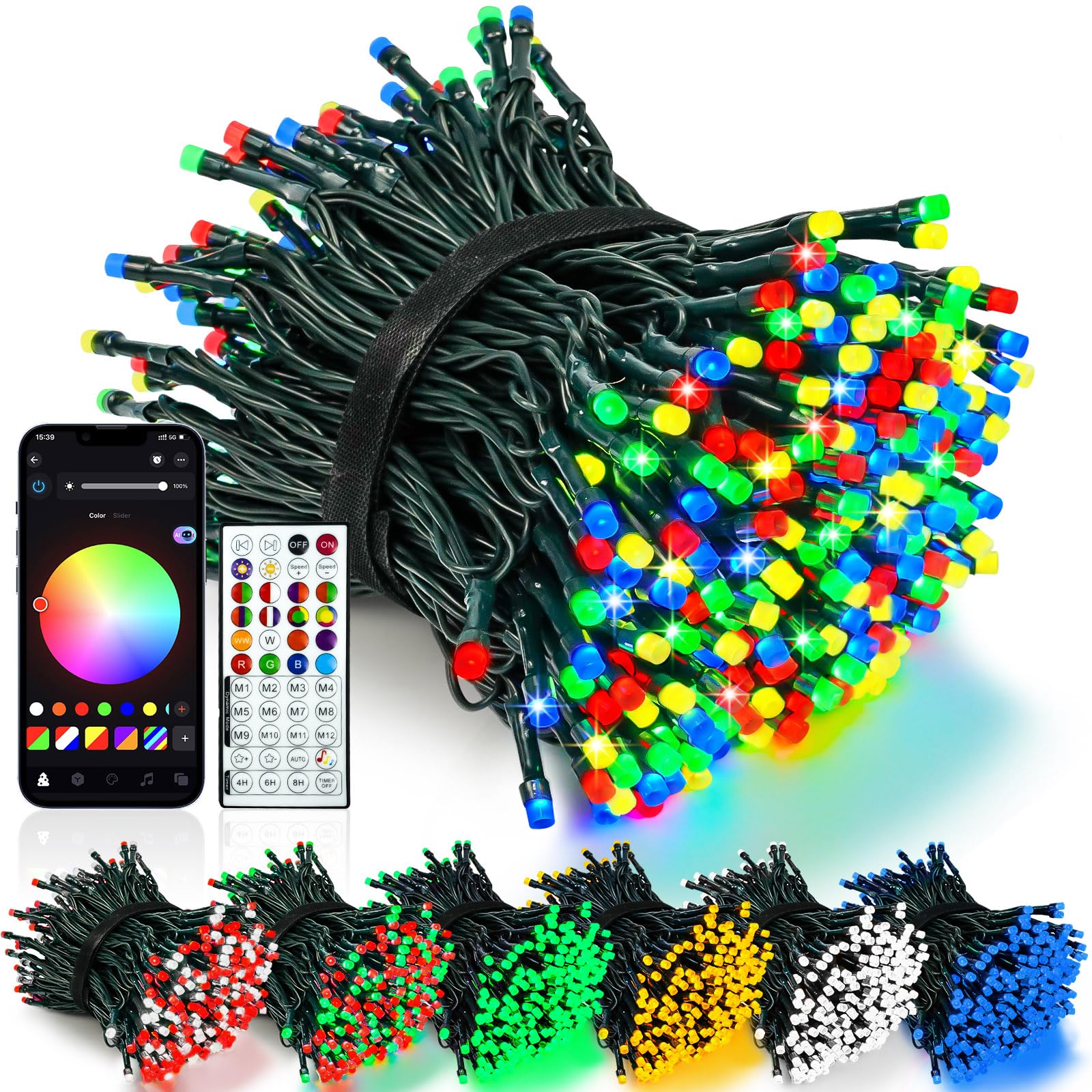 Smart Color Changing Christmas Lights With Remote & App  175Ft 500 Led Rgb Dimmable Christmas String Lights  Waterproof Fairy Twinkle Light For Indoor Outdoor Xmas Tree Wedding Holiday Decorations