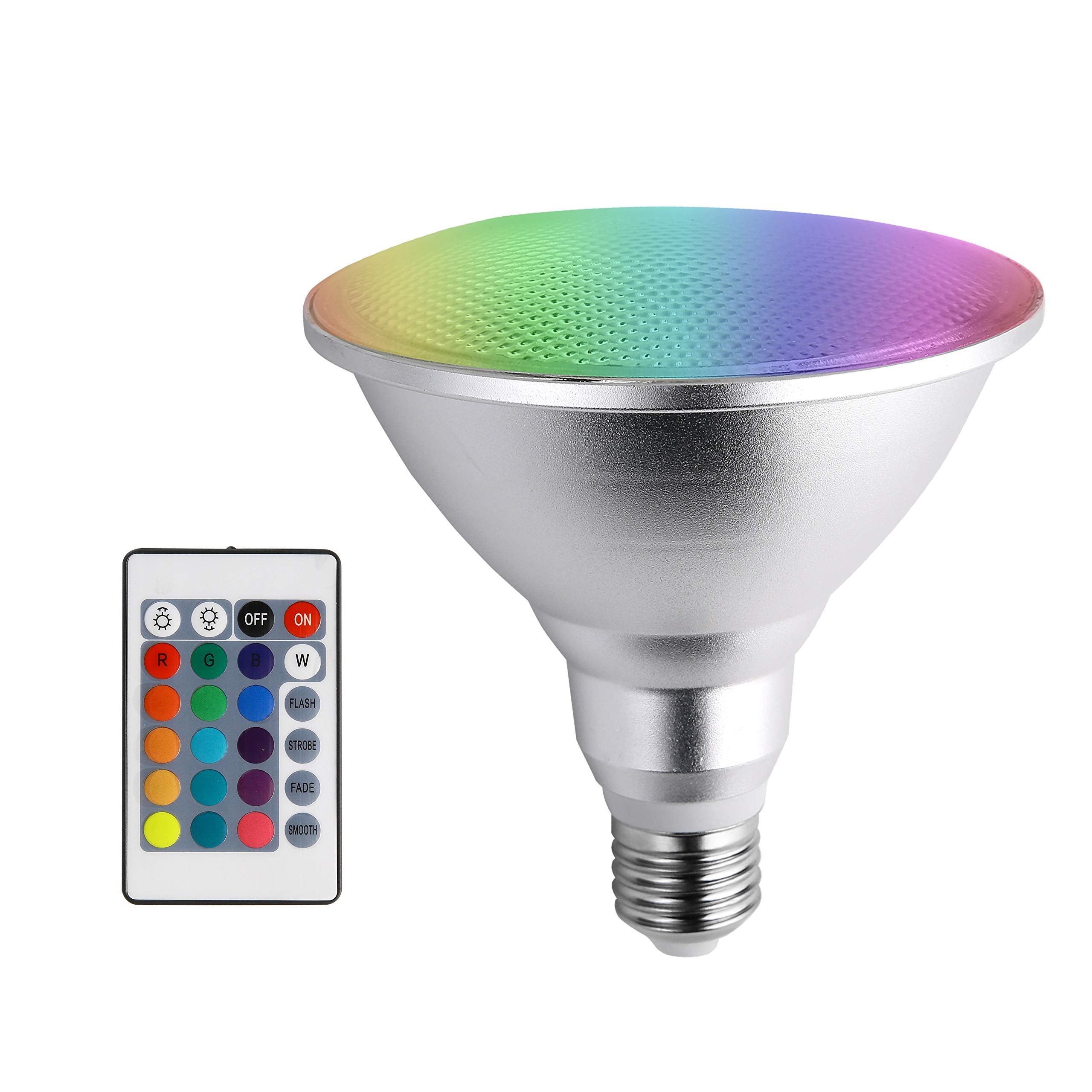 Dudu 20W Par38 Rgb Led Spotlight Bulb, 16 Color Changing, Ir Remote, Waterproof For Home & Parties