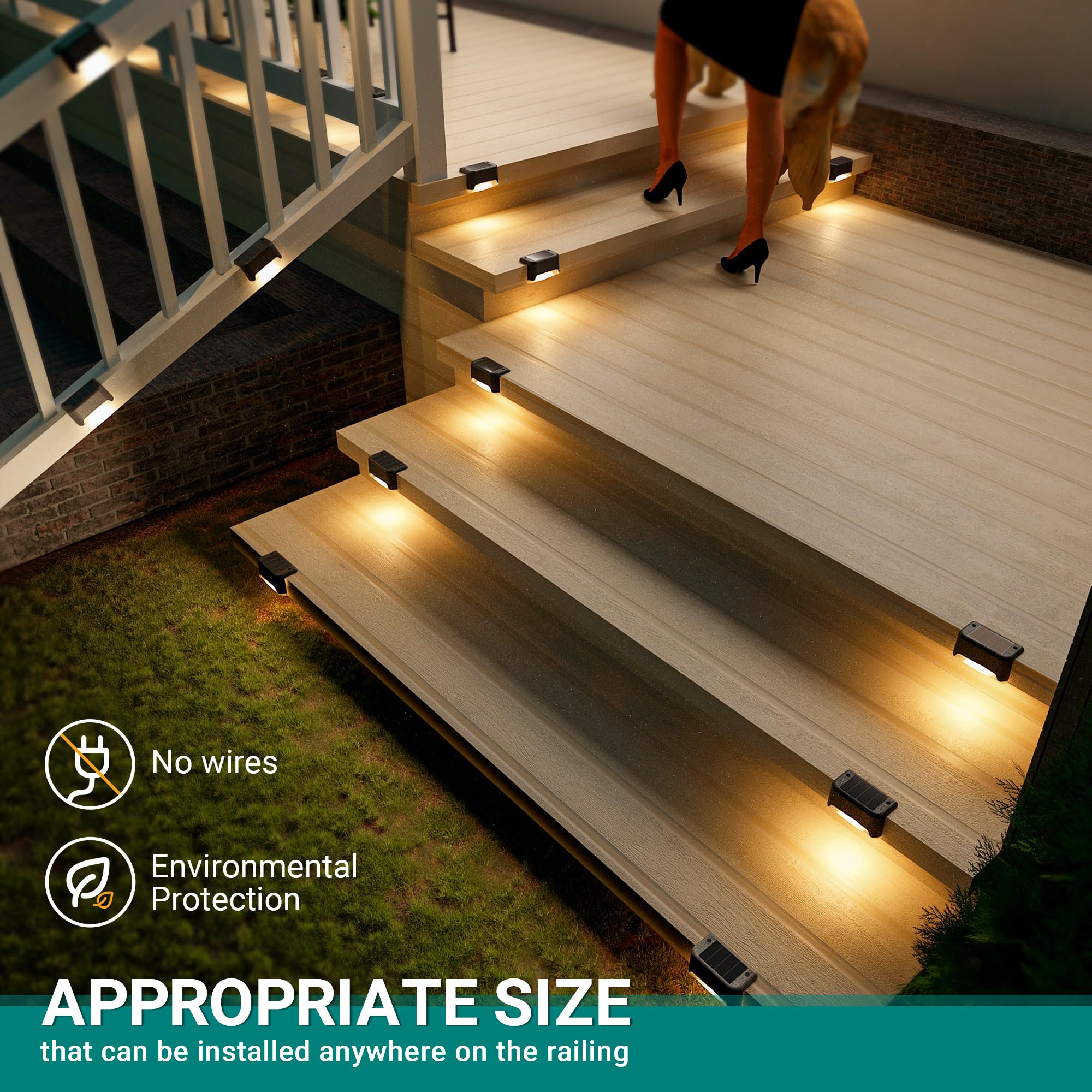 Solpex Solar Deck Lights Outdoor 20 Pack, Solar Step Lights Waterproof Led Solar Lights For Outdoor Stairs, Step, Fence, Yard, P
