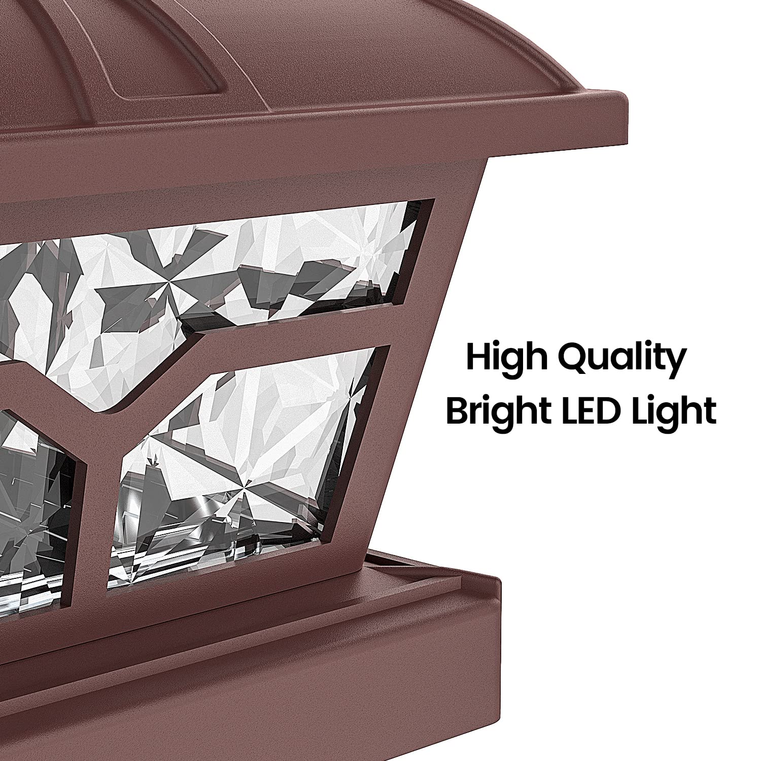 SIEDiNLAR Solar Post Cap Lights, 8 LEDs, 2 Color Modes, Brown, 10 Pack, for 4x4, 5x5, 6x6 Posts