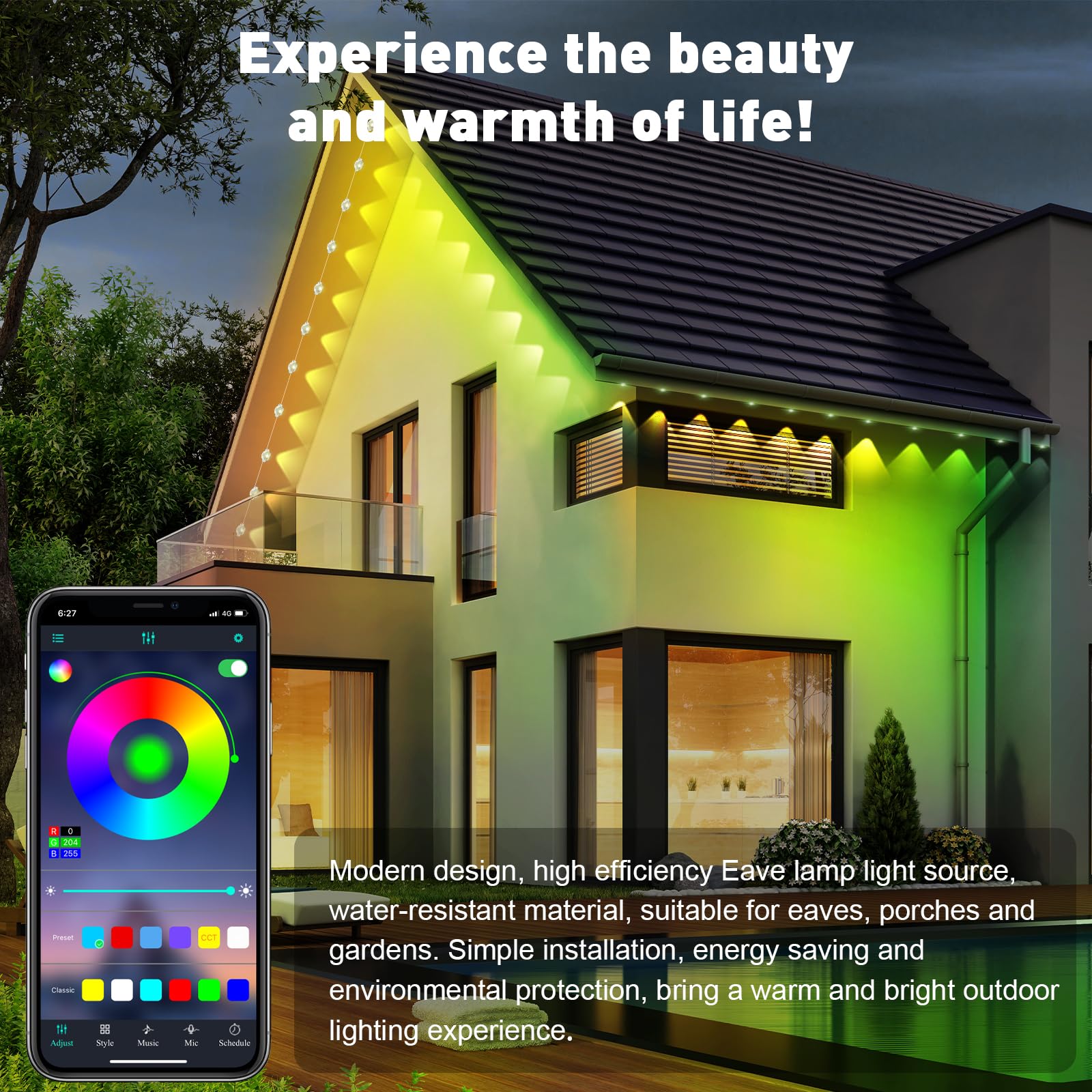 CETELUMA 150FT Outdoor RGB LED String Lights - Waterproof, Smart Control, Music Sync, Perfect for Decor & Events