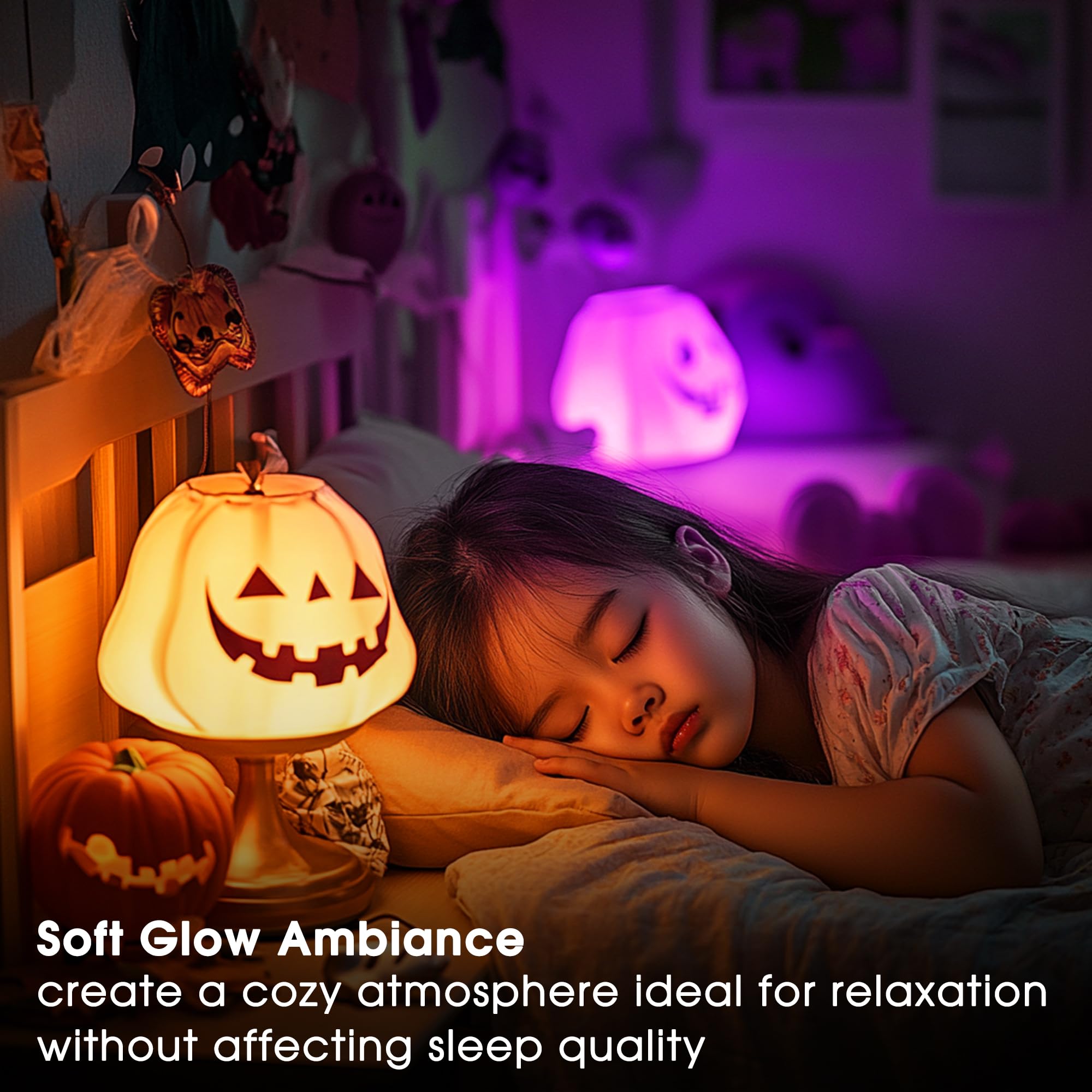Orange Purple Light Bulbs [2 Pack], A19 Led Orange And Purple Bulb Outdoor, Halloween Light Bulbs, 9W (60 Watt Equivalent) - E26