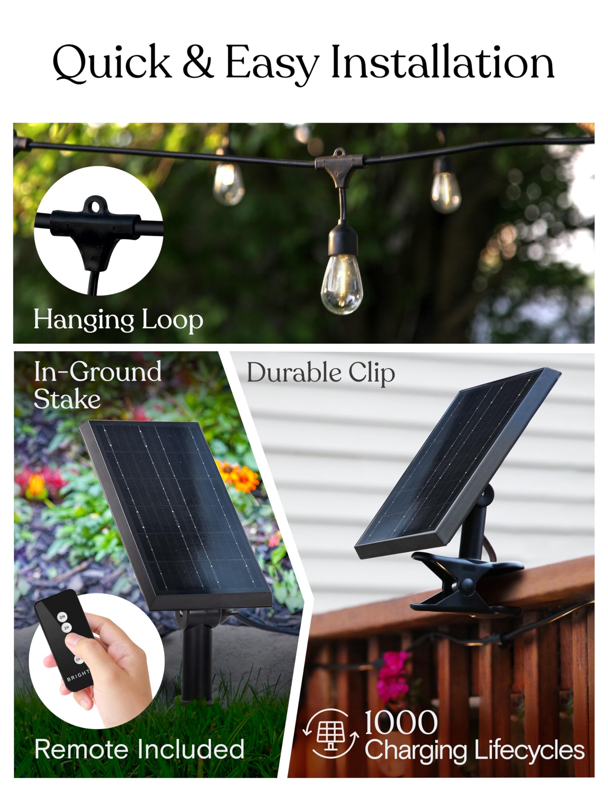 Brightech Ambience Pro Solar String Lights, 48 ft, 3000K Soft White, Shatterproof LED, Model SLR-48HG-SW-FL, Waterproof, Commercial Grade