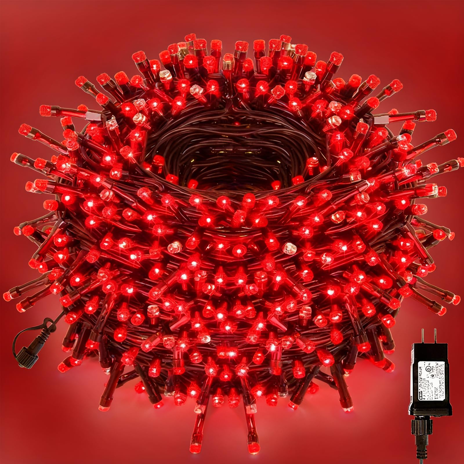 Vtechology 500 Led Red Christmas Tree Light 170Ft Connectable Christmas Lights With 8Modes Ul Certified Lights String Outdoor For Christmas Holiday Party Decor