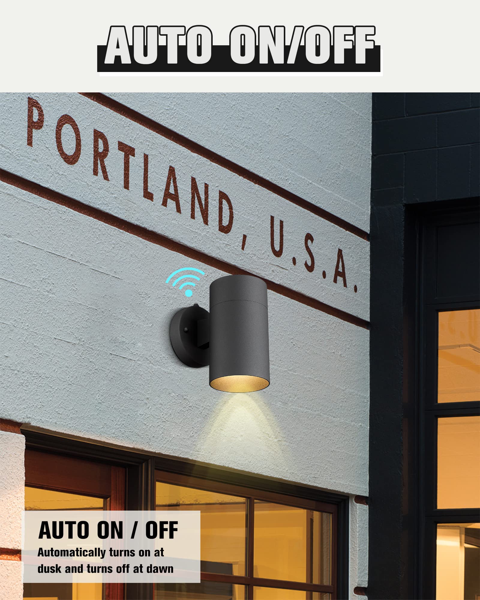 Ken & Ricky Outdoor Wall Sconce with Photocell Sensor, Matte Black, 1 Pack, Model KR3309-W-1PK-B