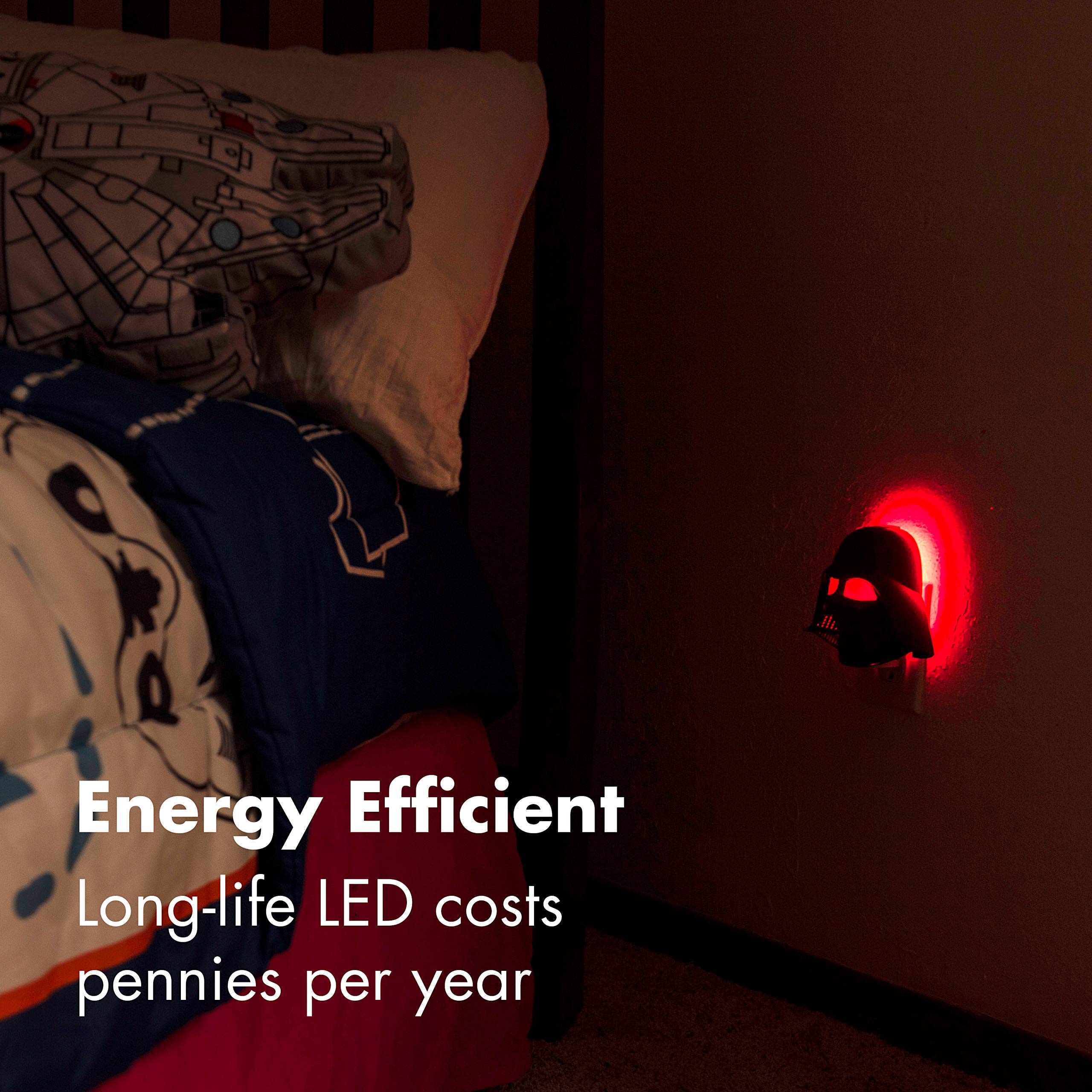 Star Wars Darth Vader Led Night Light, Color Changing, Collector'S Edition, Dusk-To-Dawn Sensor, Plug-In, Disney, Galaxy, Ideal For Bedroom, Bathroom, Nursery, Hallway, 43428