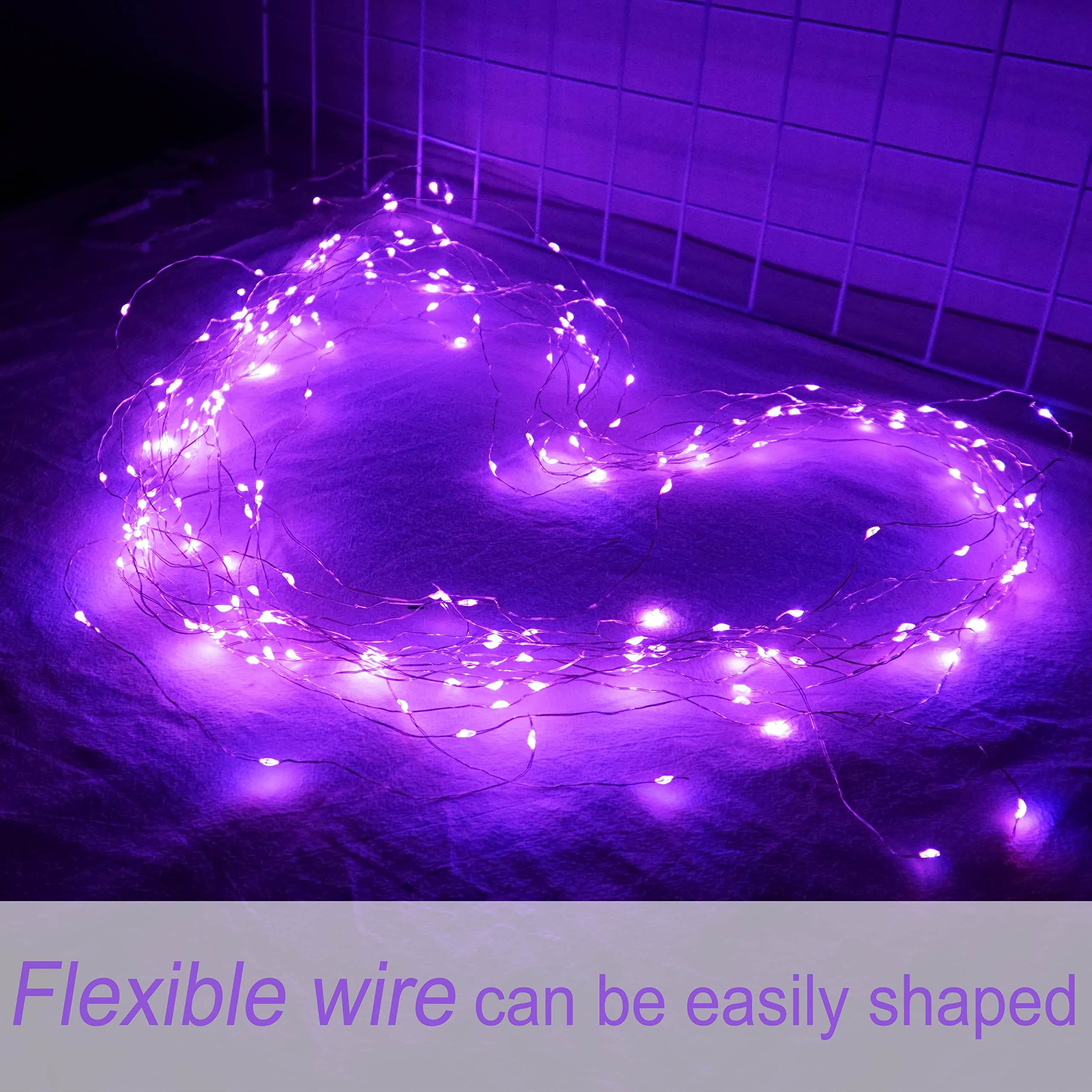 Smilingtown Purple Fairy String Lights 24 Pack, 20 Led, 7.2Ft Copper Wire, Battery Powered