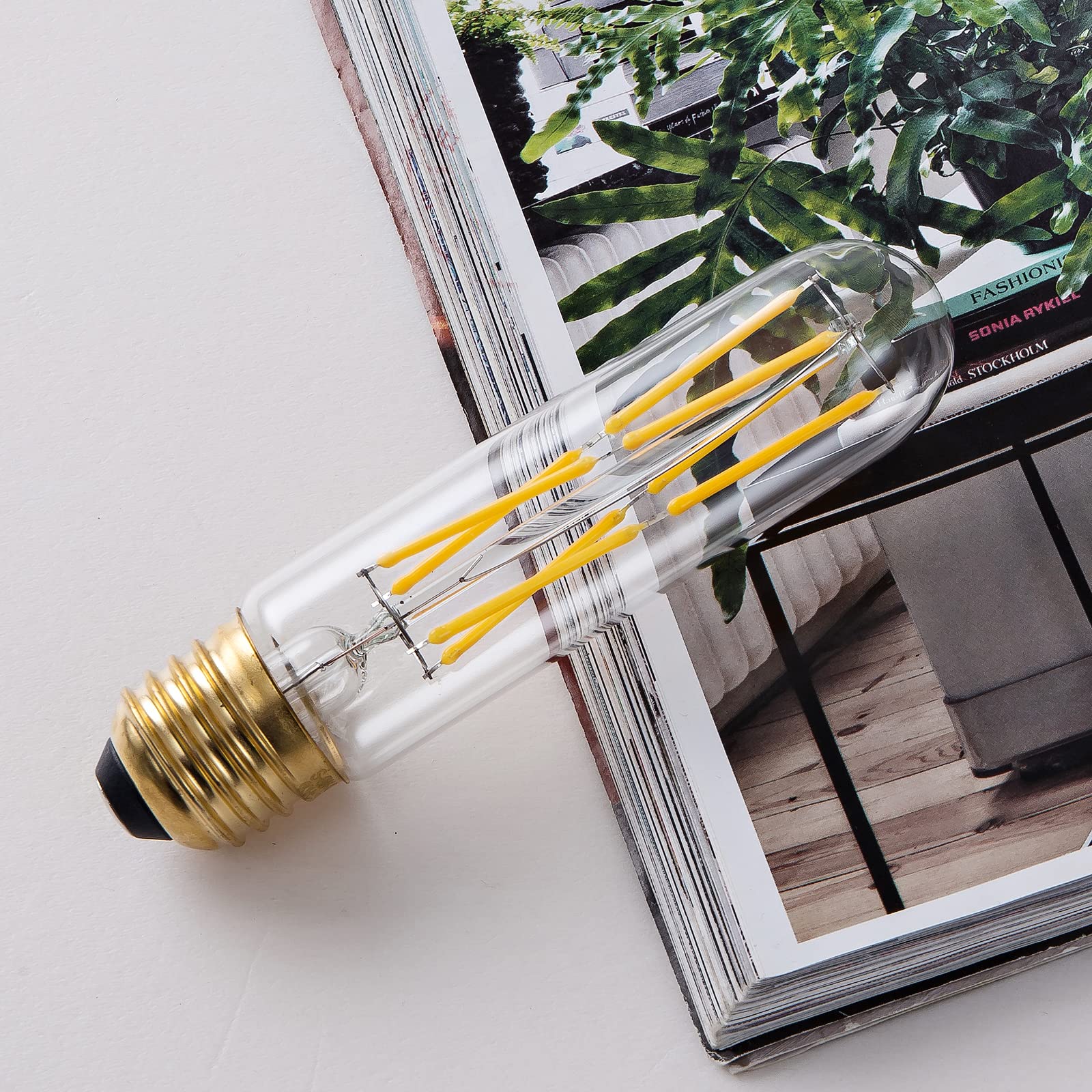 Tianshq 6 Pcs E26 T10 Led Tubular Light Bulbs, Daylight White Edison Bulb 4000K 8W Dimmable T10 Led Bulb For Pendant Lights, Lam