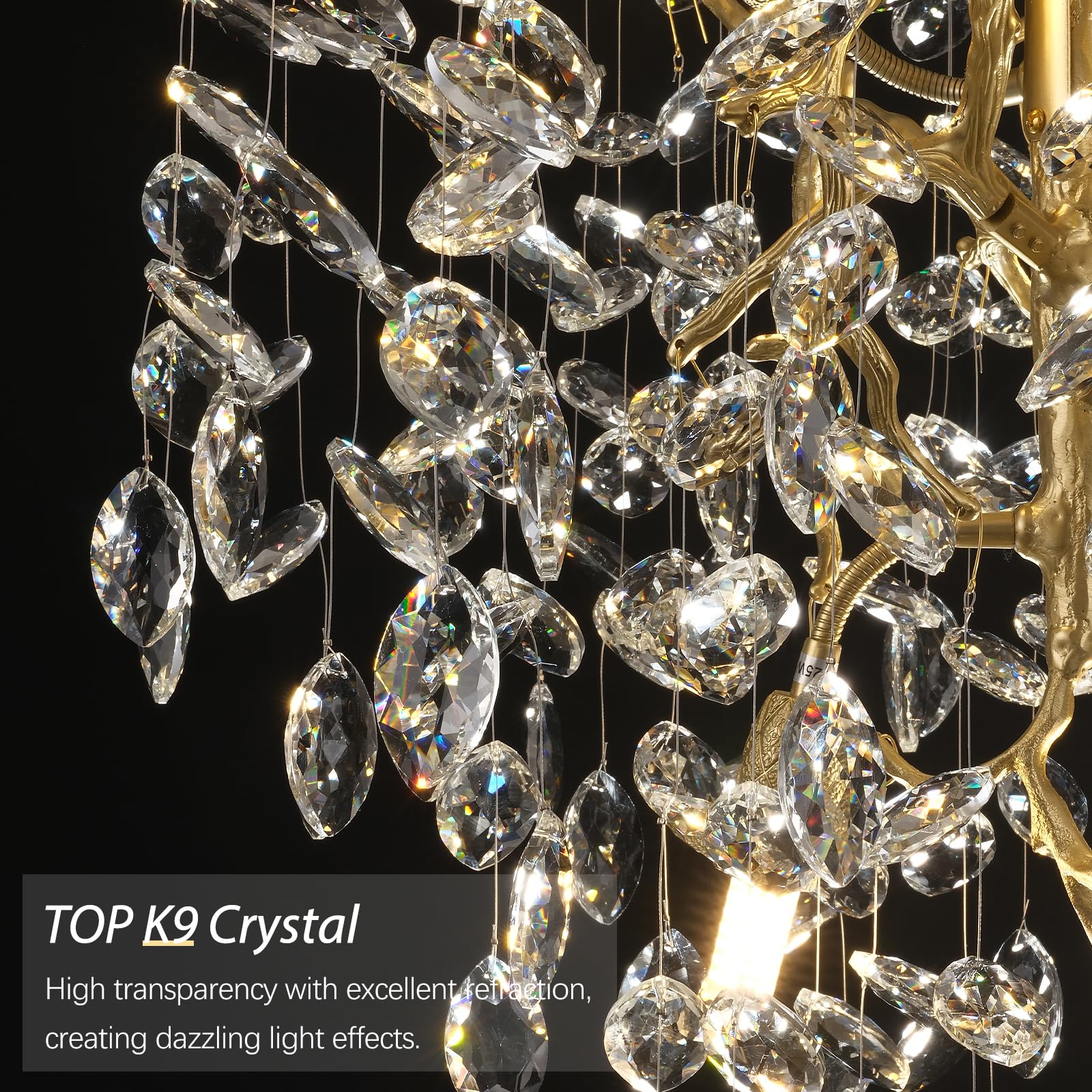 kvtinmty Modern Gold Crystal Chandelier, 21 Inch, 6 Lights for Dining Room, Bedroom, Living Room, Foyer, Kitchen Island