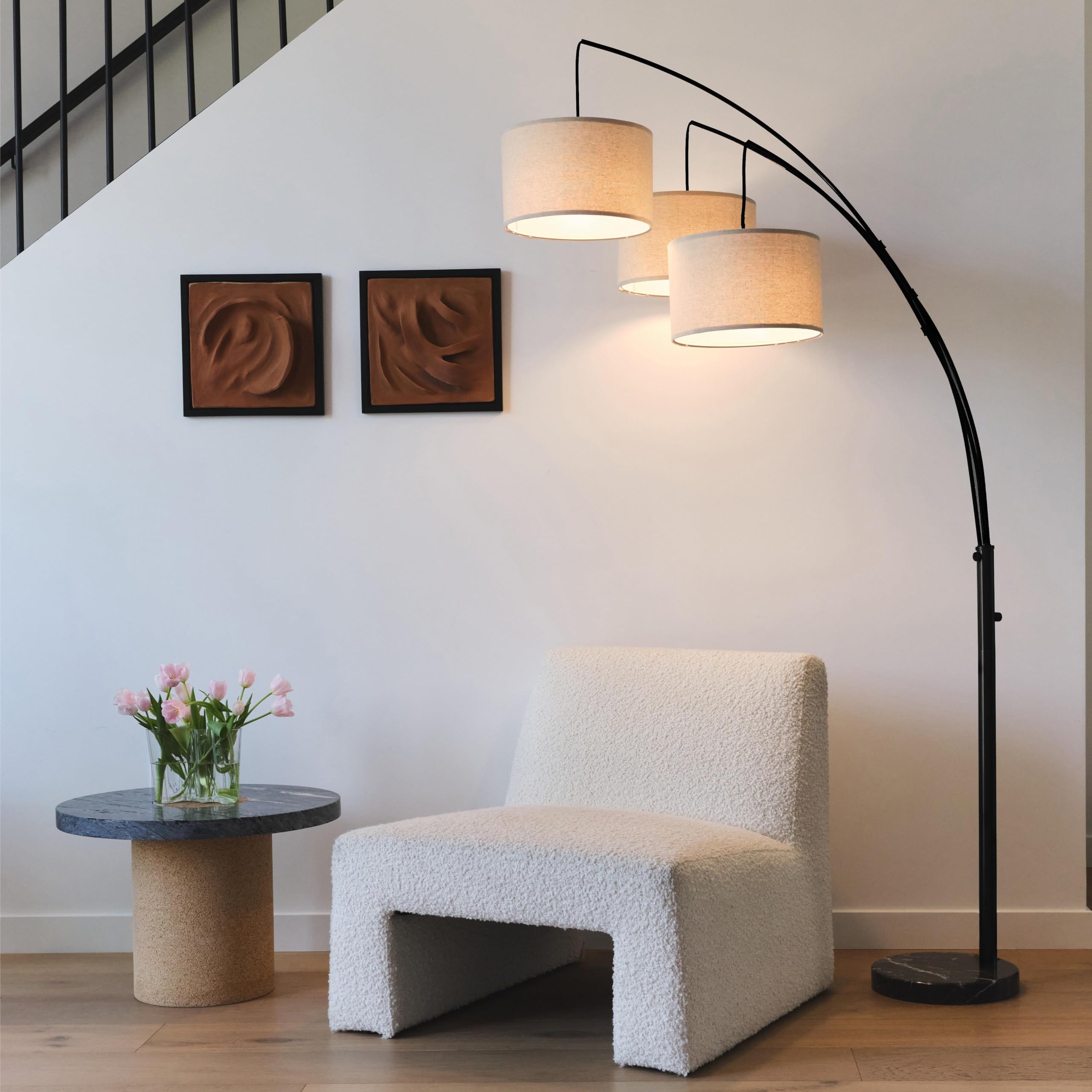 Brightech Trilage Arc Floor Lamp - Multi Head Black Tree Lamp for Living Room & Bedroom, Model 3Y-7I6N-JPOQ