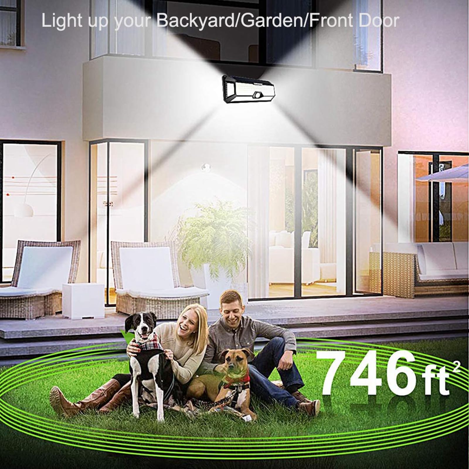 LECLSTAR 4000Lm Solar Outdoor Lights - 268 LED Motion Sensor, IP65 Waterproof, 2 Pack, Black