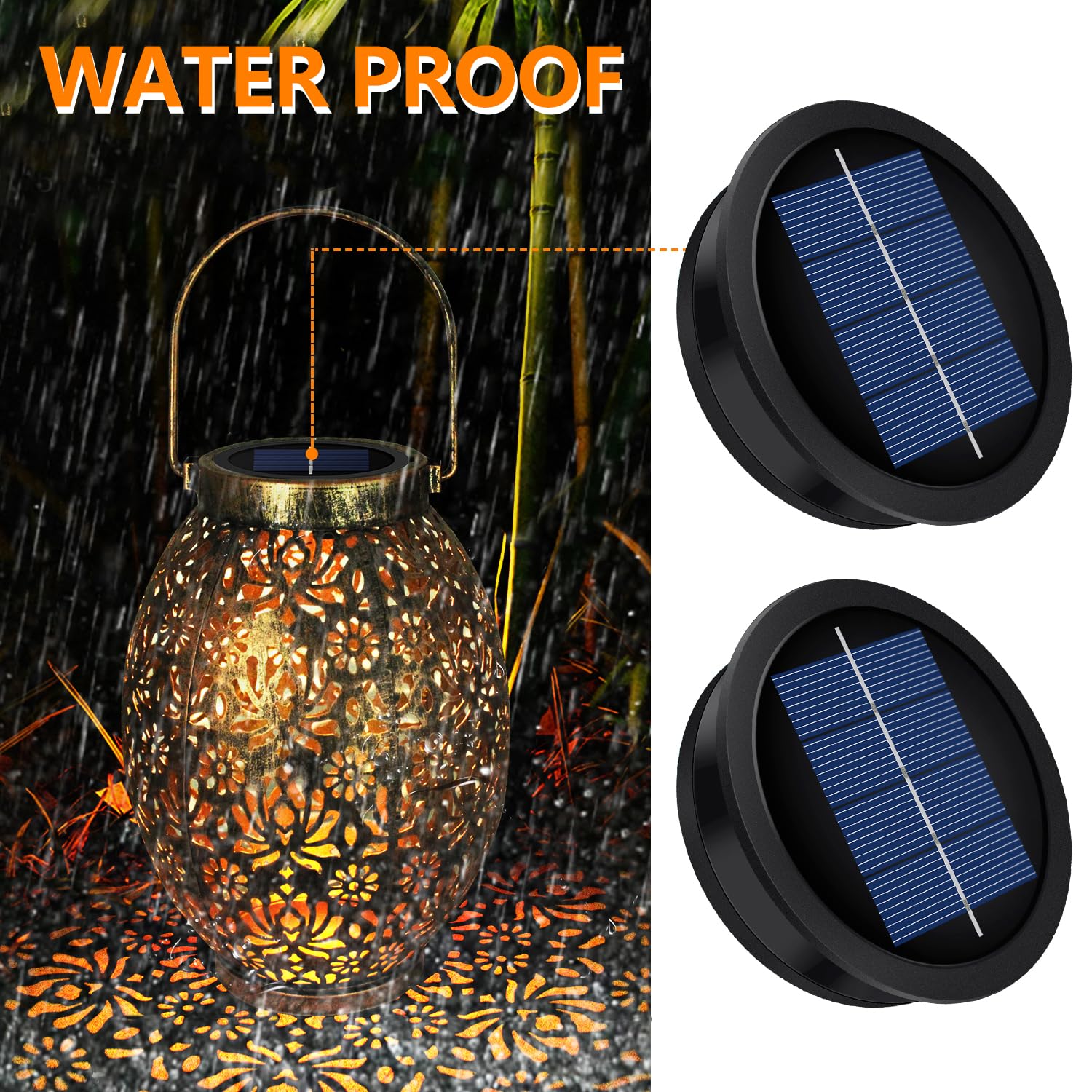 2 Pack Replacement Solar Light Parts(Top Size 3.2 Inches, Bottom Size 2.9 Inches),7 Lumens Warm White Led Waterproof Solar Light