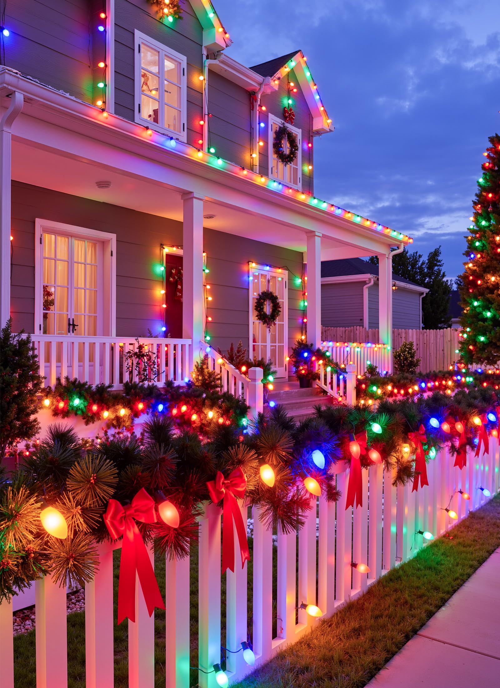 C9 Led Christmas Lights Outdoor  200 Feet C9 String Light With 200 Shatterproof Matte Bulbs  Connectable Waterproof Christmas Tree Lights For Holiday Roofline Backyard Garden Decor  Multicolor