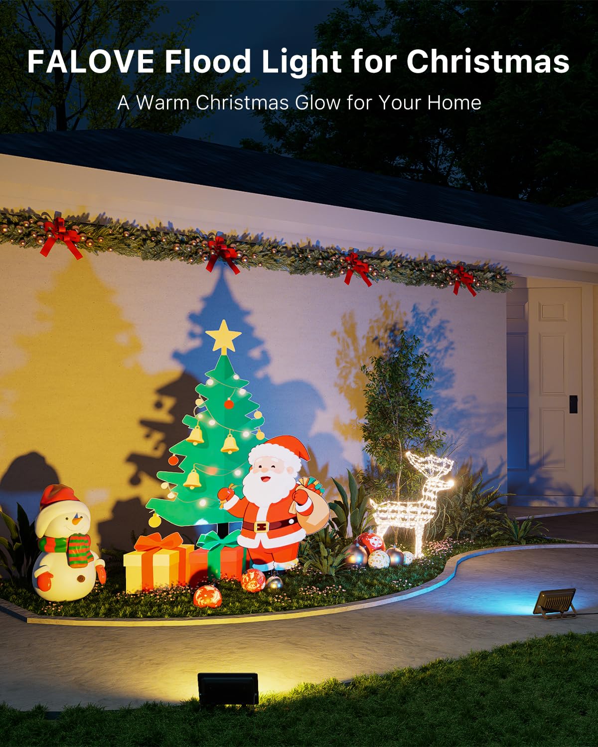 4 Pack 50W Christmas Led Flood Lights 500W Equi Color Changing With Remote Waterproof 16 Multicolor Lamp Indoor Or Outdoor Up Lighting For Santa Claus  Reindeer  Xmas Tree  Gift Box  Gingerbread Man