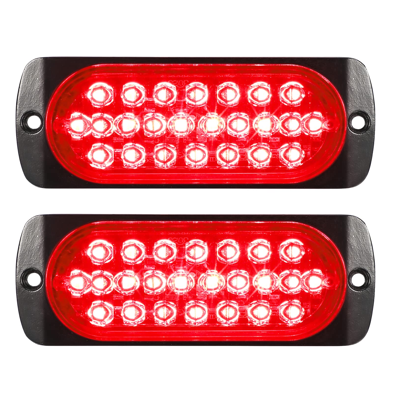 Partsam 2Pcs 4.4'' Red 24 Led Trailer Side Marker Clearance Light, Aluminum Housing Stop/Brake/Turn Signal/Tail Lights For Trail