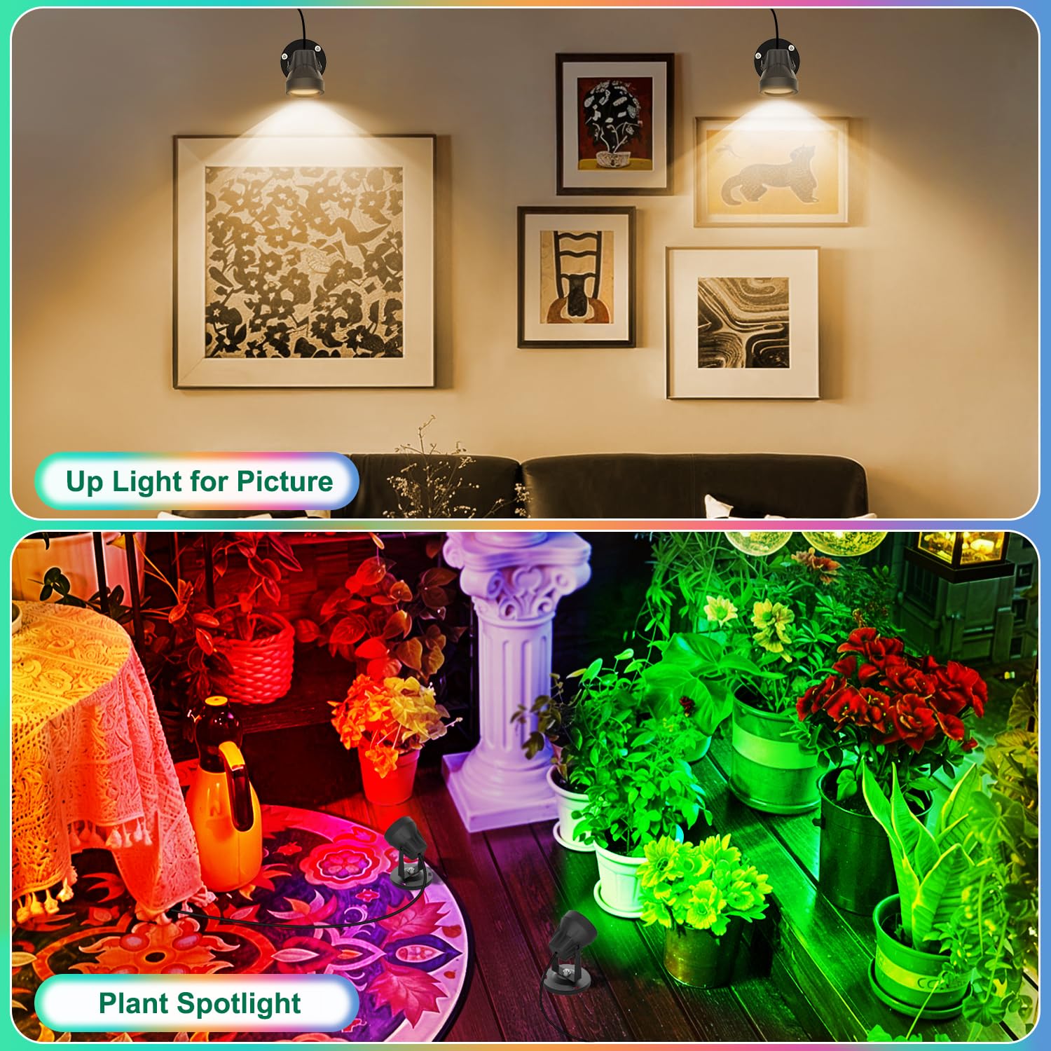 T-SUN Indoor RGBW Spotlight, LED Floor Lights with Remote Control, Indoor Uplights 16 Colors & Warm White | Foot Switch, Hallowe