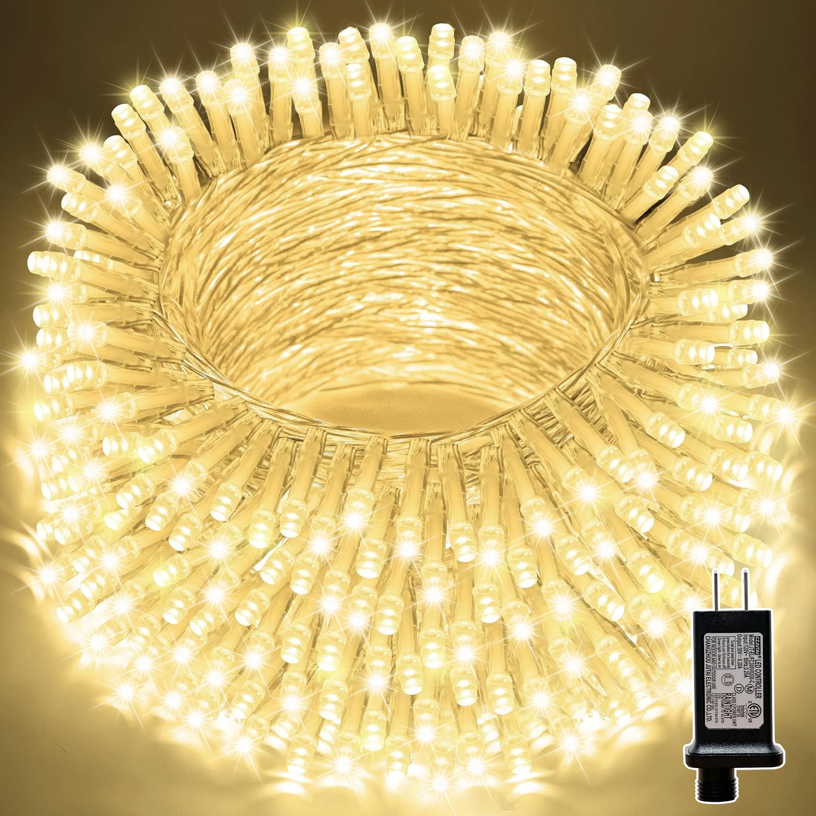 LAMPHOME 33ft Christmas Mini Lights, 100 LED Warm White Fairy String Lights, Copper Wire, 11 Lighting Modes, Model YHLL-100F