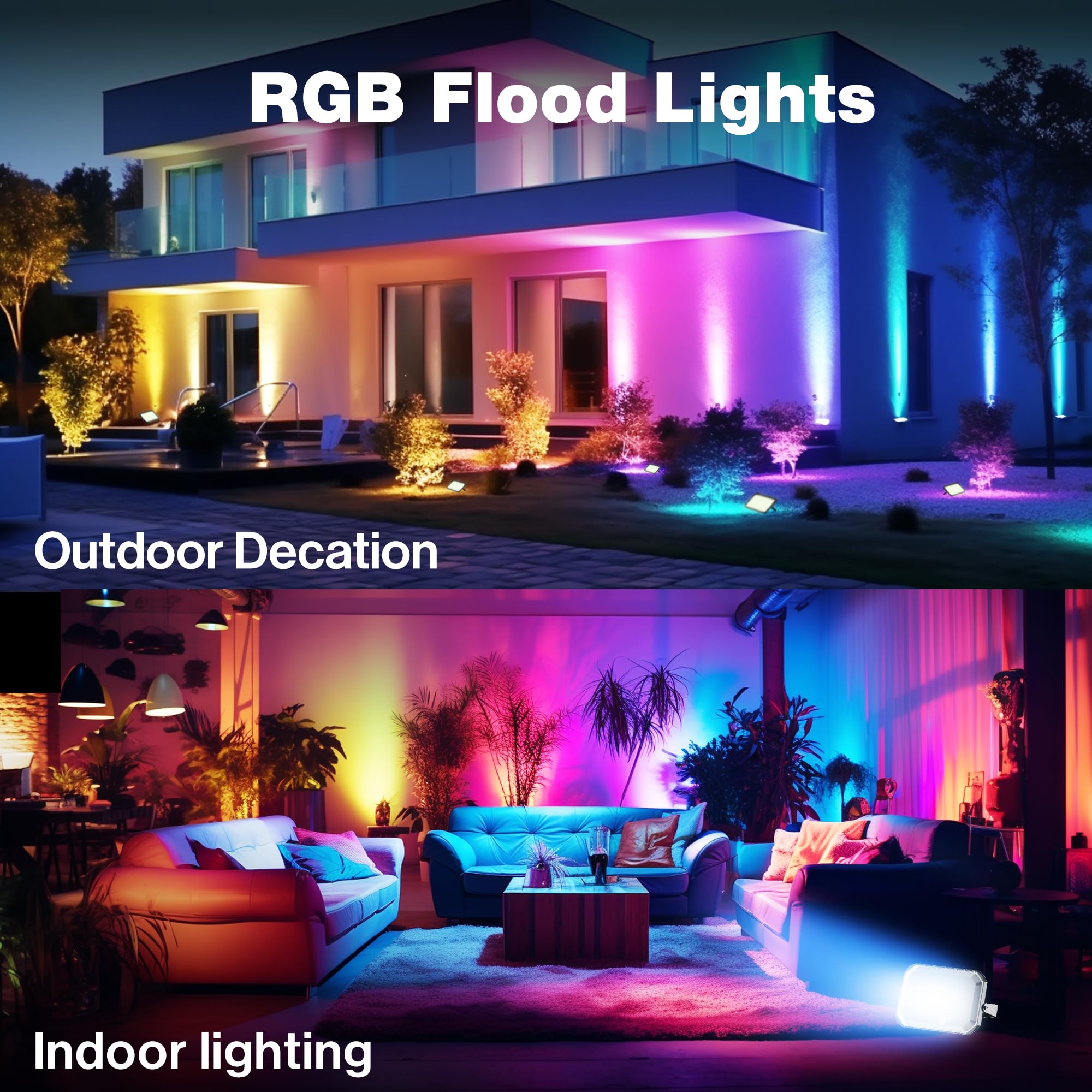 Nopoor Rgb Led Flood Light - Smart Outdoor Landscape Lights, Ip65, App Control, 2700-6500K