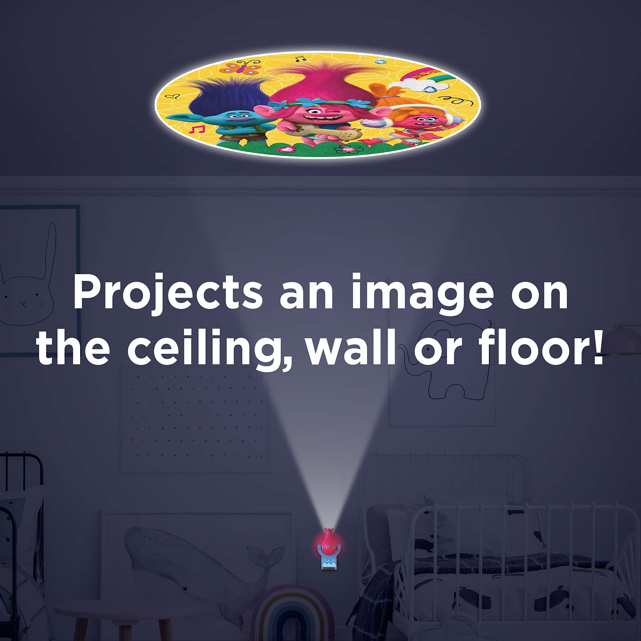 Projectables LED Night Light, Dusk to Dawn, 1 Image, Model 42030, Blue/Pink - Trolls, Ideal for Bedroom, Bathroom, Nursery