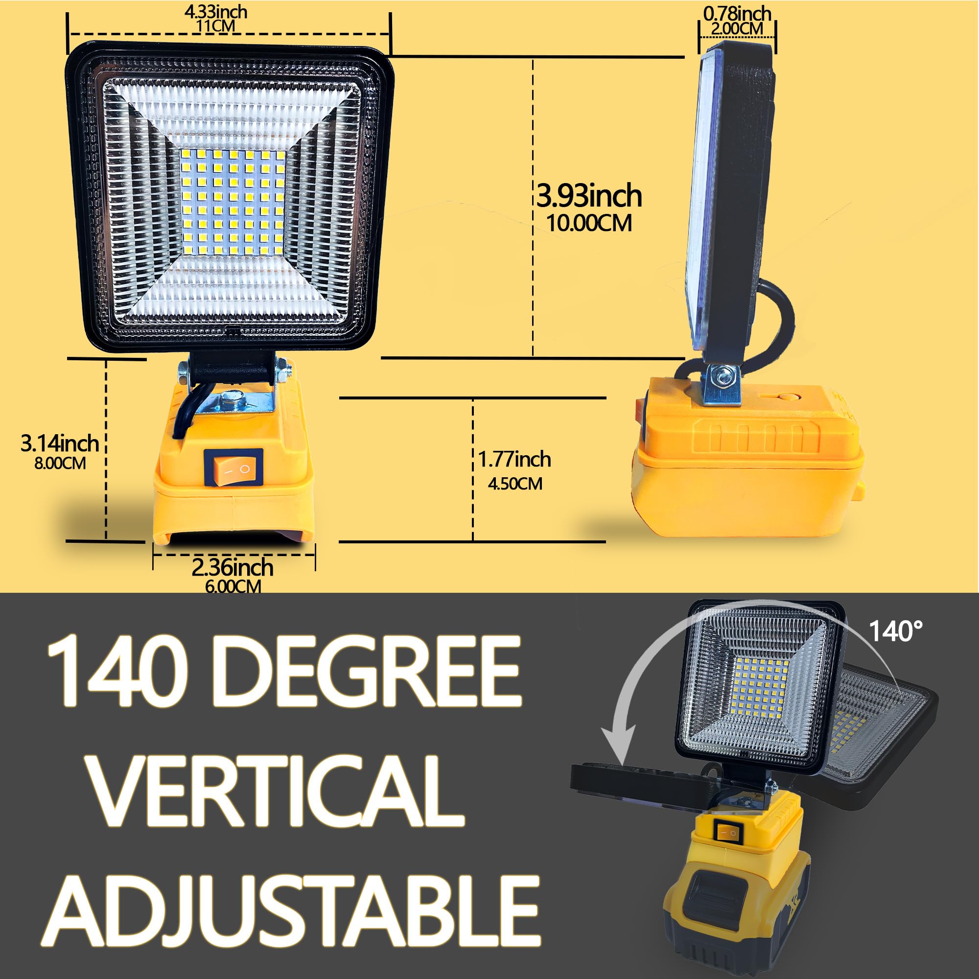 Byczone Cordless Led Work Light For Dewalt 20/18V Battery, 30W 3000Lumens Flood Lights Outdoor For Dewalt 20V Battery, Underhood