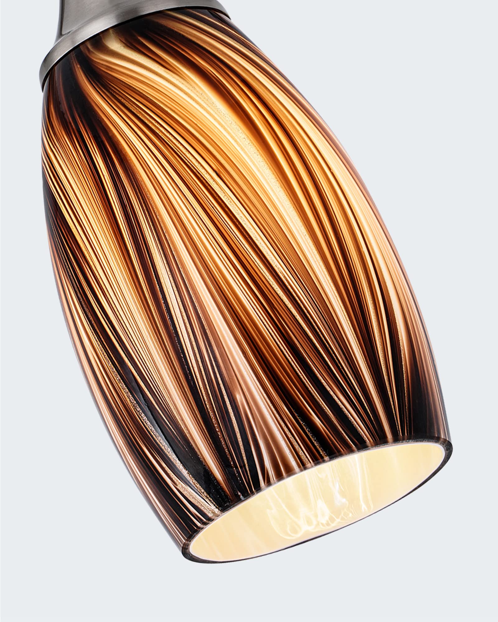 Karyfine Mini Pendant Lights Kitchen Island,Blown Art Glass Pendant Light Fixtures With Brush Nickel Finish Coffee Brown Hanging