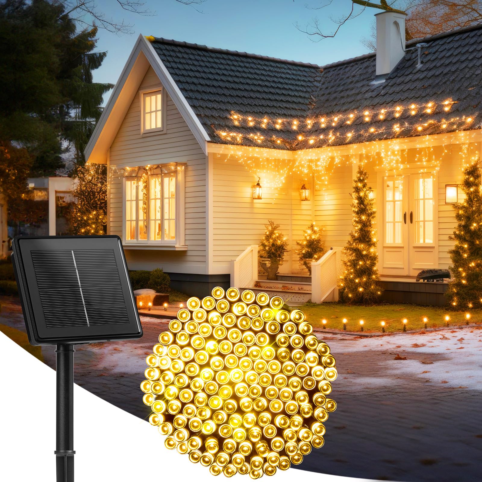 85FT 240LED Solar Lights Oudoor IP65 Waterproof Solar Powered Lights with 8 Lighting Modes for Party Garden Yard Home Holiday Tr