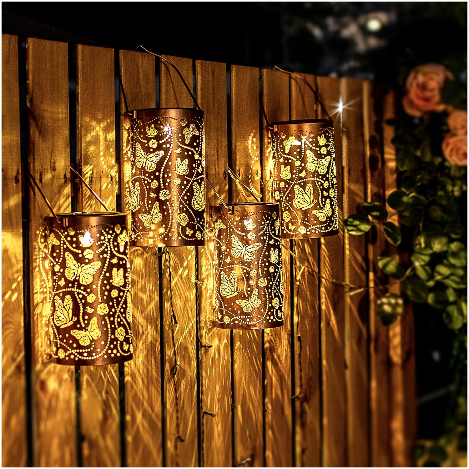 2 Pack Butterfly Solar Lanterns Outdoor Waterproof Hanging Solar Lights Butterfly Gifts For Women Men Metal Decorative Led Light