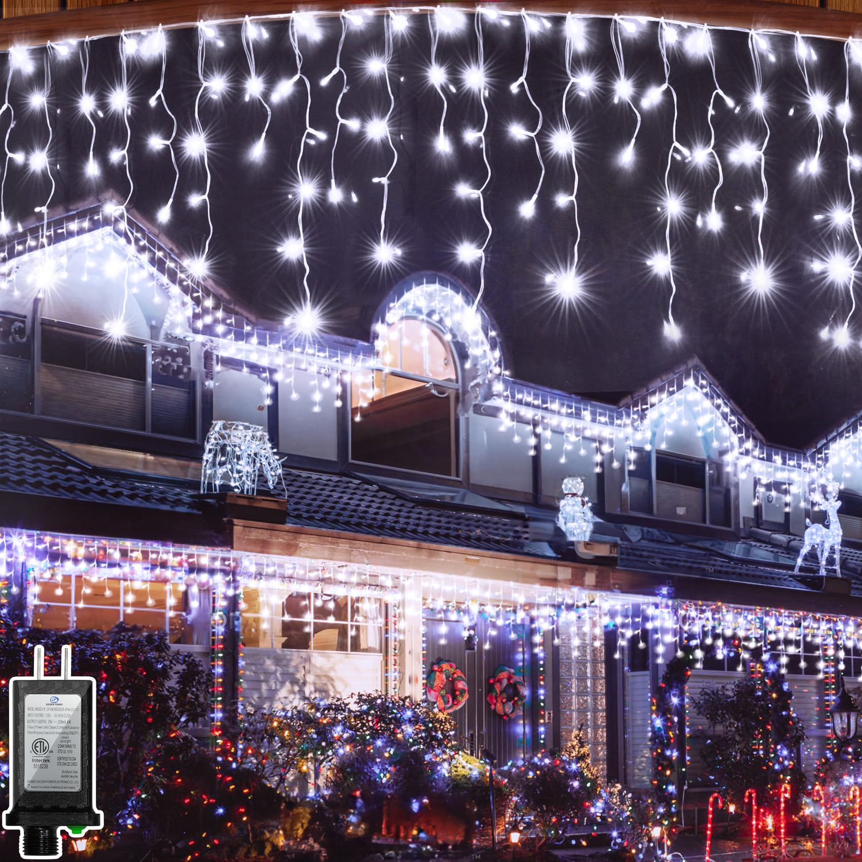 66FT 670 LED Christmas Lights 148 Ice Drops  12 Modes and Timer Memory Dimmable  Plug In Outdoor Waterproof Hanging String Light for Holiday Wedding Garden Fence House Tree Outside Decor (Cool White)