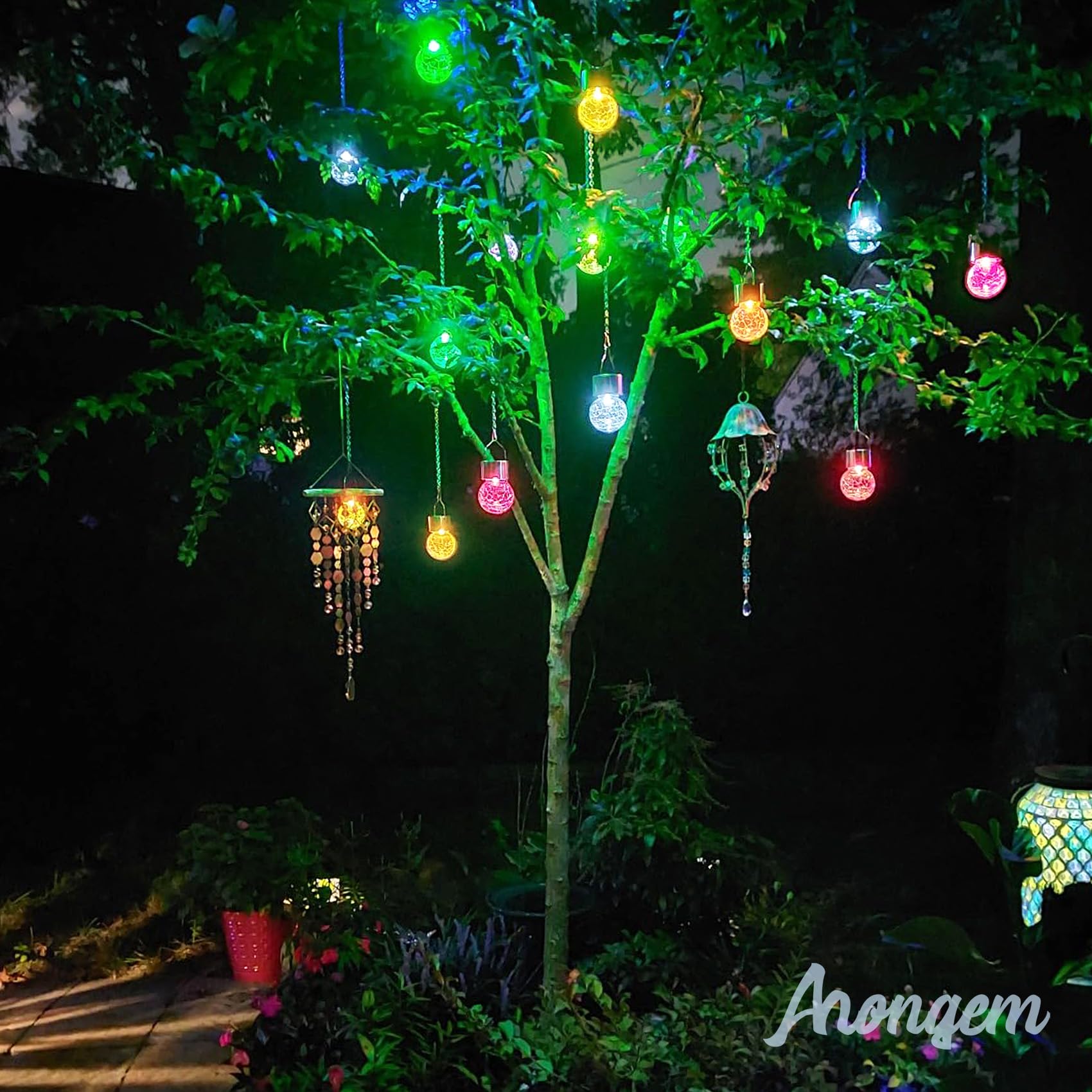 Solar Hanging Lights Outdoor Decor: Christmas Garden Light Waterproof For Yard Ouside Decorations - 12 Pack Clip On Crackle Glass Globe Balls Tree Lighting Patio Fence Pathway Camping Decorative