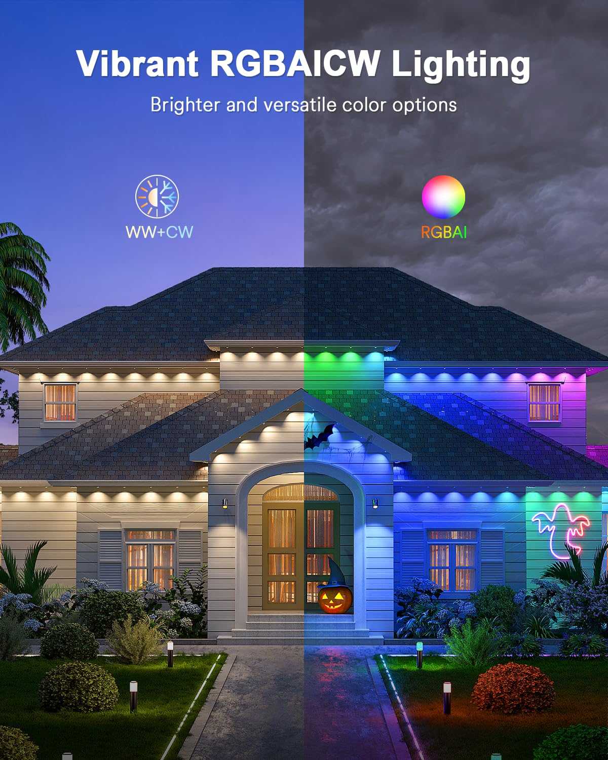 Lumary 105ft Smart Outdoor Lights, 80 LED Eave Lights, 4800LM, IP67 Waterproof, White, Model L-PO80A1