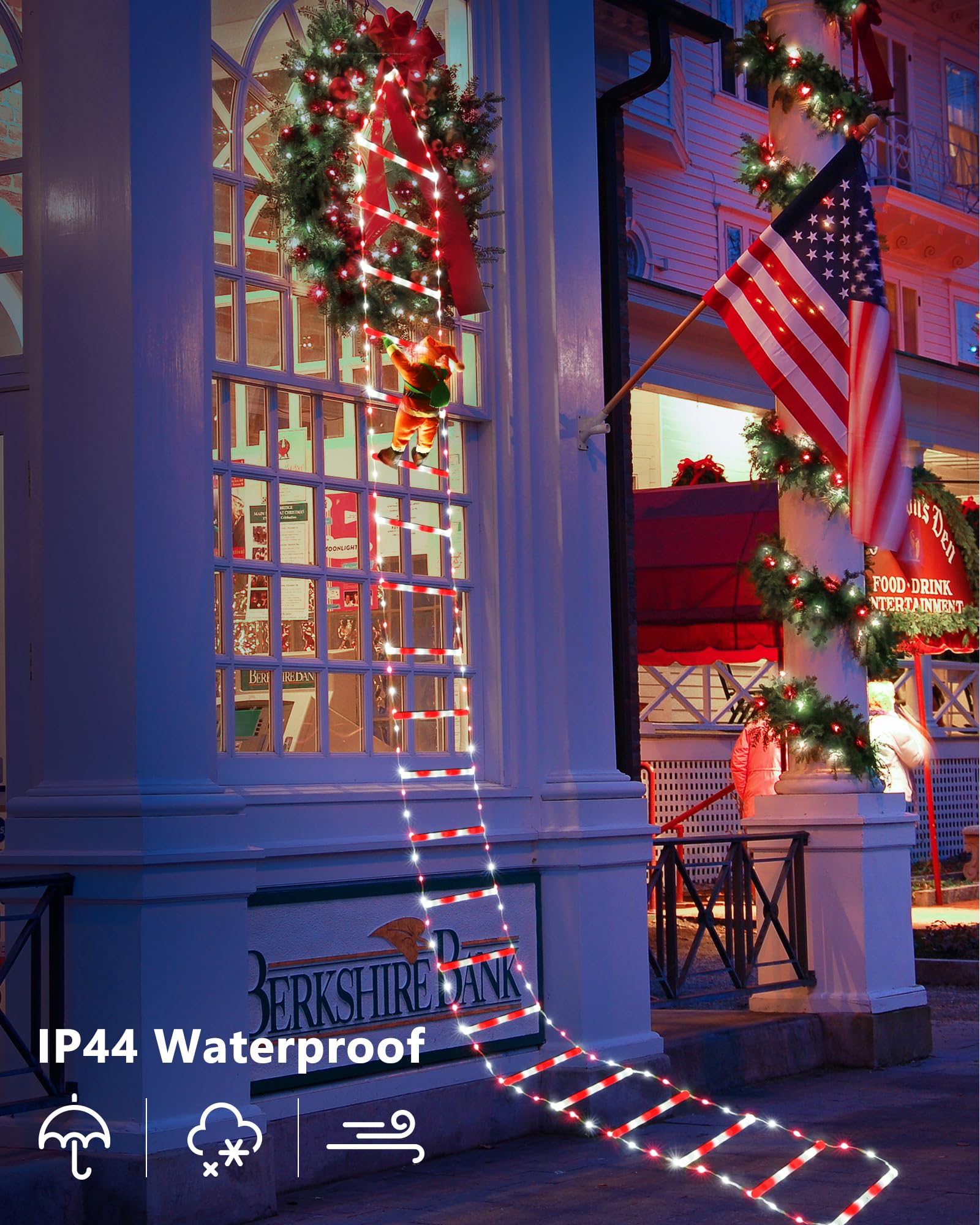 Toodour LED Christmas Lights - 10ft Decorative Ladder Lights - White & Red - Model LED08240338 - Indoor/Outdoor Xmas Decor
