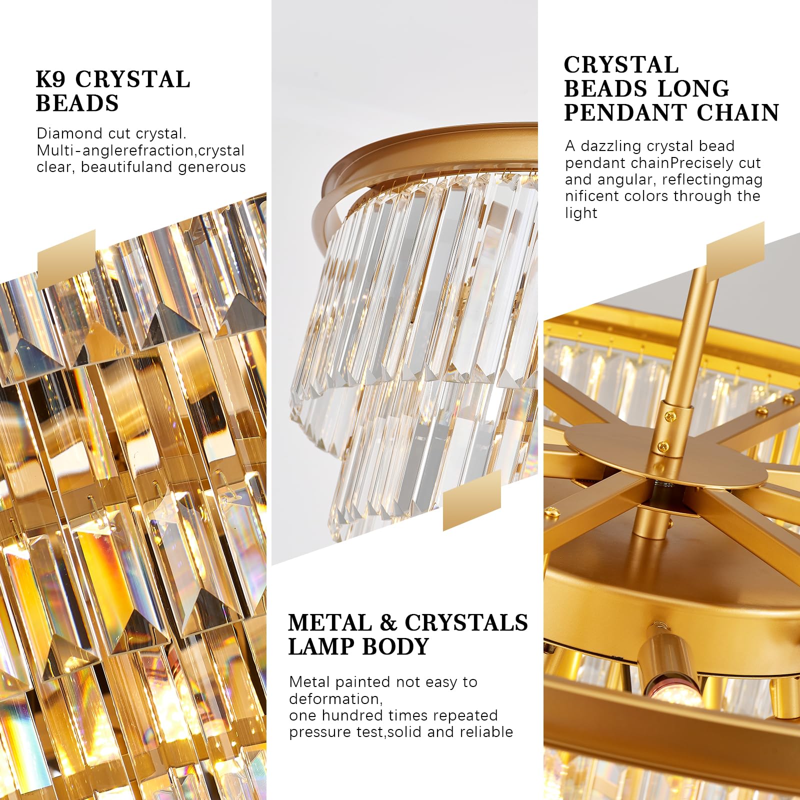 Brfaixla 7-Tiers 22 Lights Gold Crystal Chandelier stylish 35.46 Modern Contemporary Crystal Pendant Ceiling Lighting Crystals Light Fixture For Living Room Hotel Lobby Restaurant Foyer High Ceiling