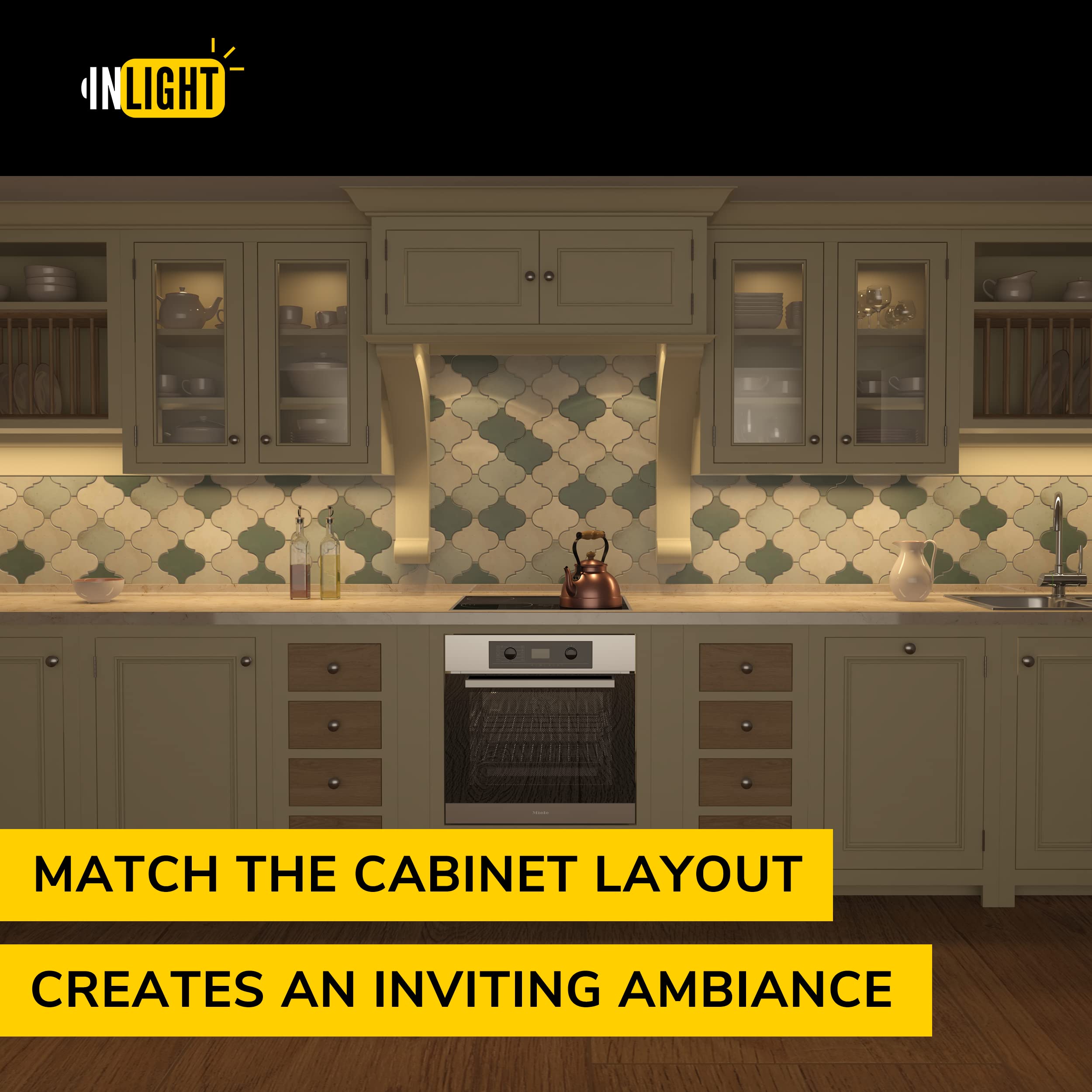 Getinlight 18-Inch Swivel Led Under Cabinet Lights, Glass Lens, Selectable White 2700K/4000K/5000K, Dimmable With Wall Dimmers,