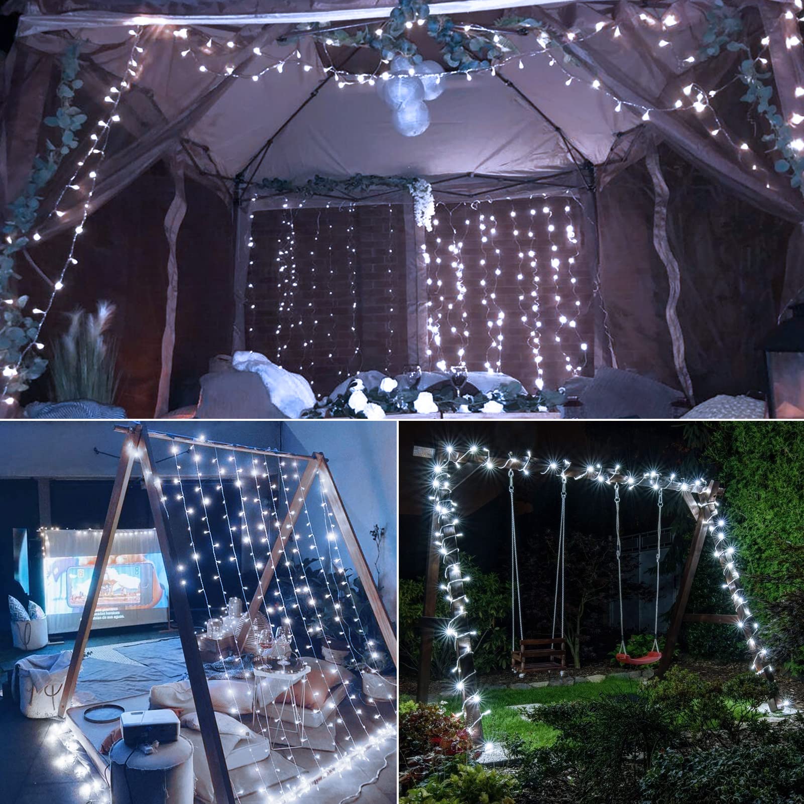 4 Pack Battery Operated Christmas String Lights,16.5Ft 50Led Tree Lights Timer Auto On/Off Clear Wire Christmas Lights,8 Modes Fairy Lights Indoor Outdoor Light For Xmas Tree Wreath Garden Patio Deck