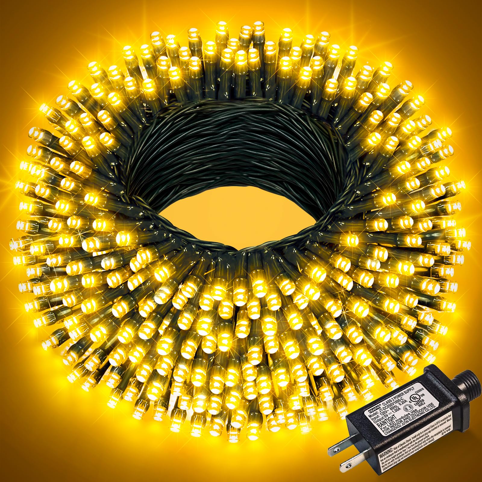 100FT 300 LED Christmas Lights Outdoor  Christmas Tree Lights with 8 Modes Waterproof  Green Wire Fairy String Lights  Plug in Xmas Decorations for Indoor Patio House Party Holiday  Warm White