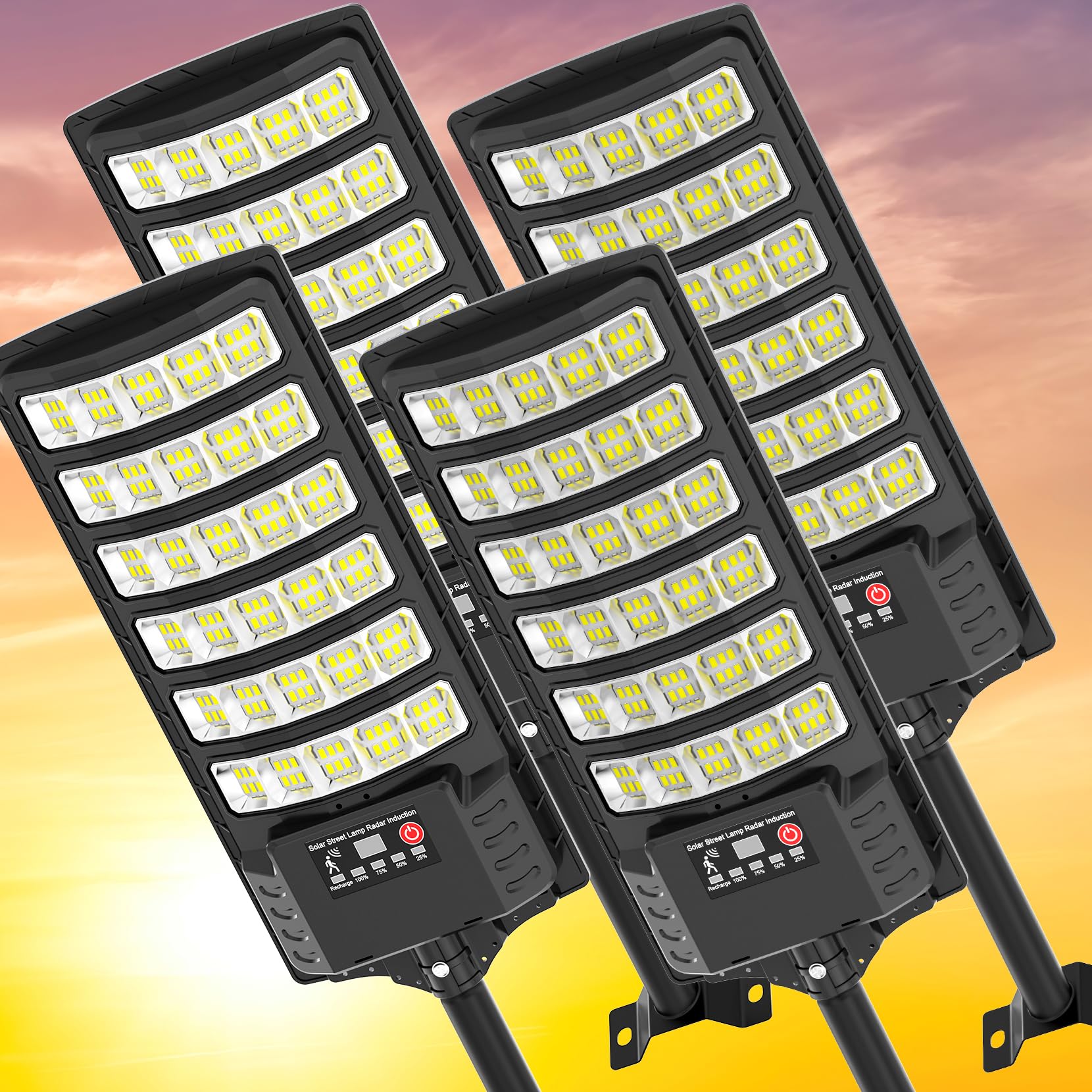 Solar Street Lights Outdoor Waterproof ,22000LM 320Wide Angle Flood light, LED Solar Parking Light with Motion Sensor and Remote