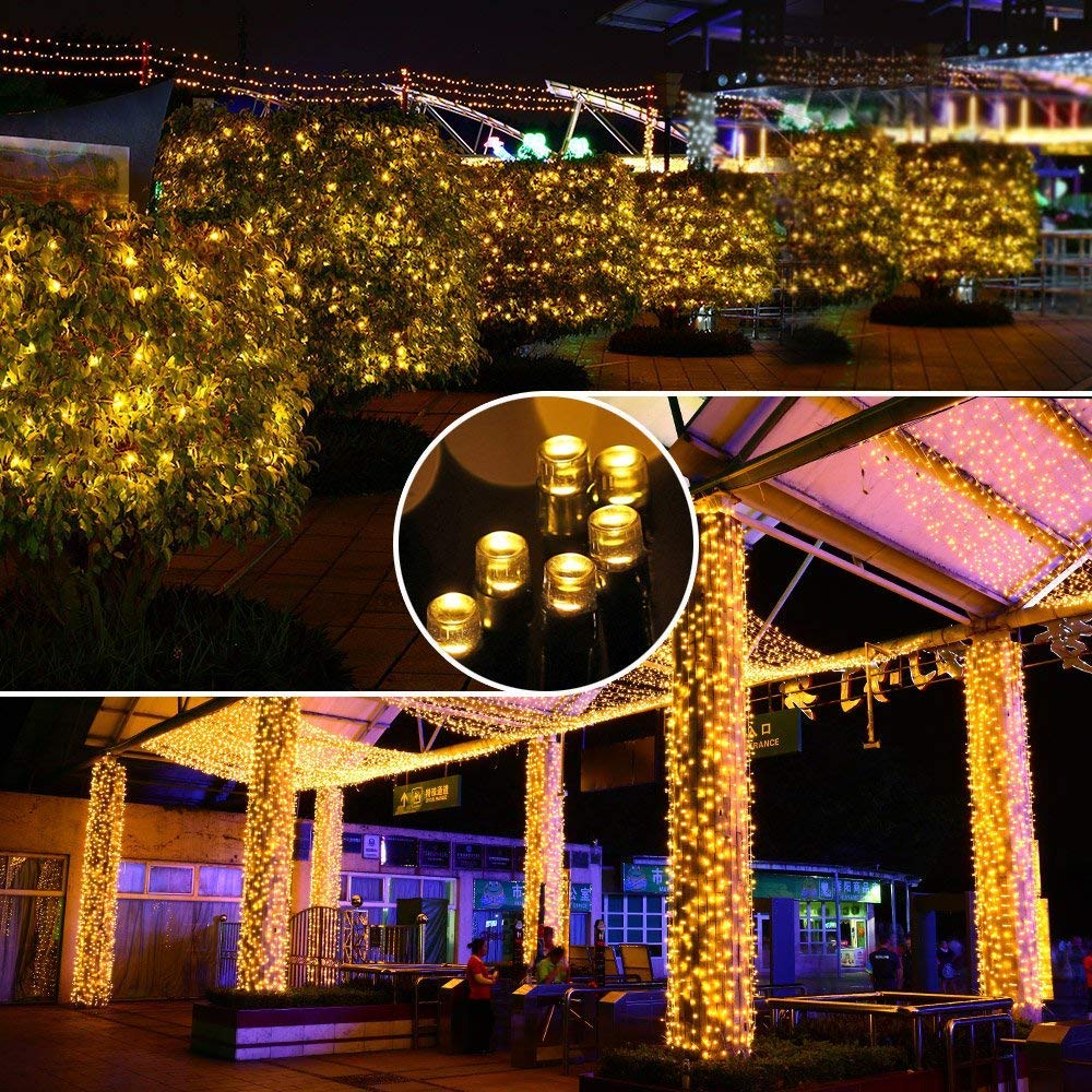 Joomer Solar String Lights, 400LED, 156FT, 8 Lighting Modes, Waterproof Fairy Lights for Garden, Warm White