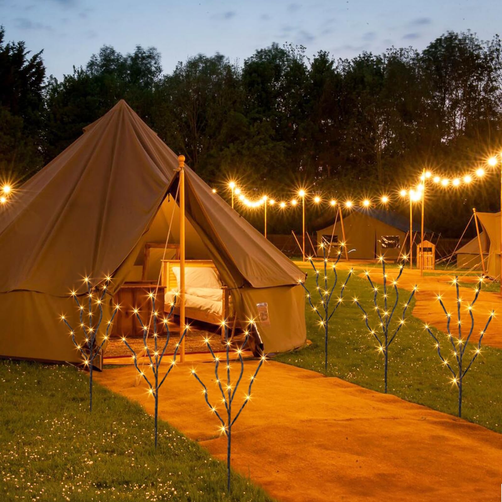 PEIDUO Lighted Willow Branches 30Inch 120 LED Twig Lights, 6PK Tree Branch Pathway Light for Holiday Xmas Decorations Indoor Out