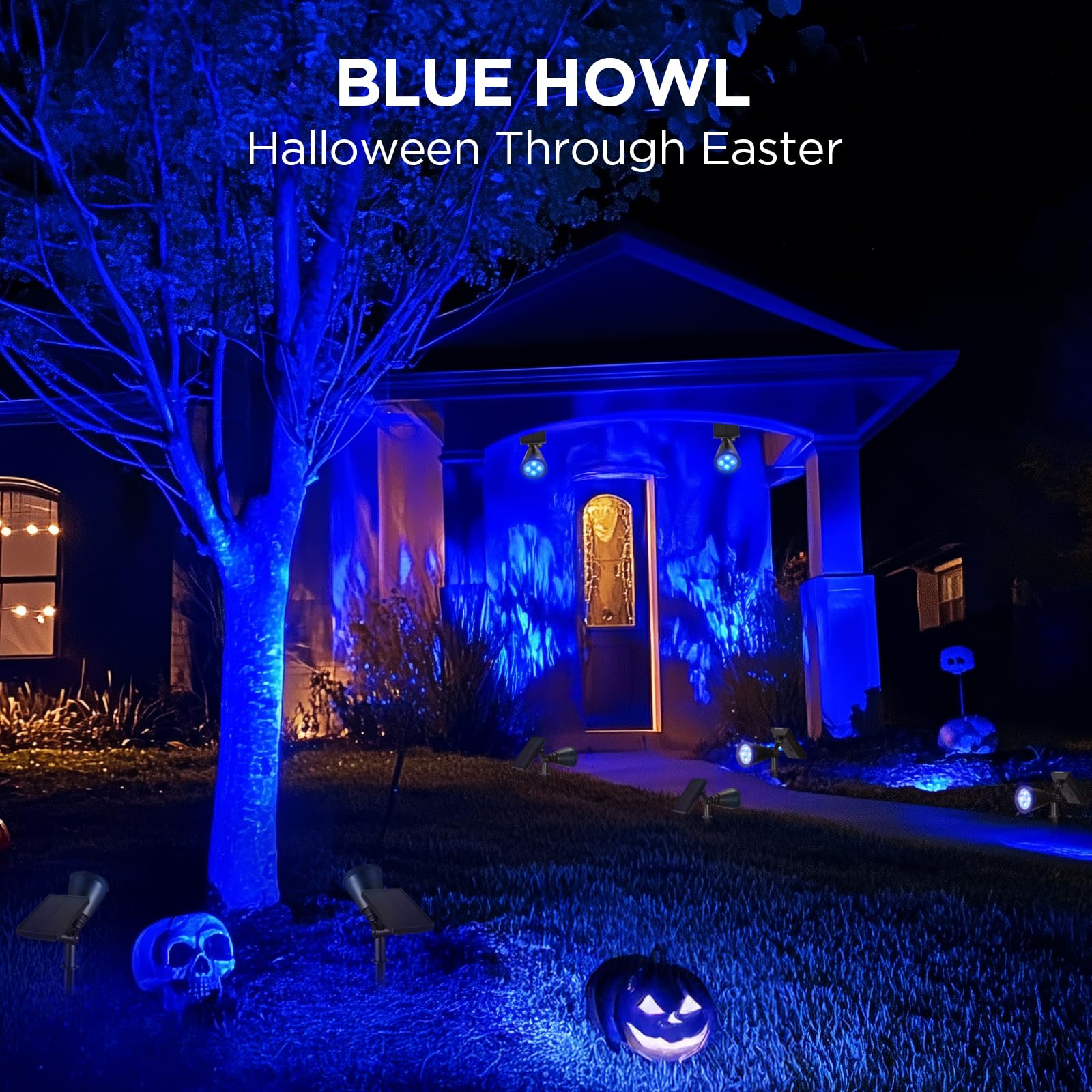 InnoGear Solar Lights Outdoor, Waterproof, Auto On/Off, 2 Pack, Blue Light, Model SL02W-B, High-impact ABS Plastic