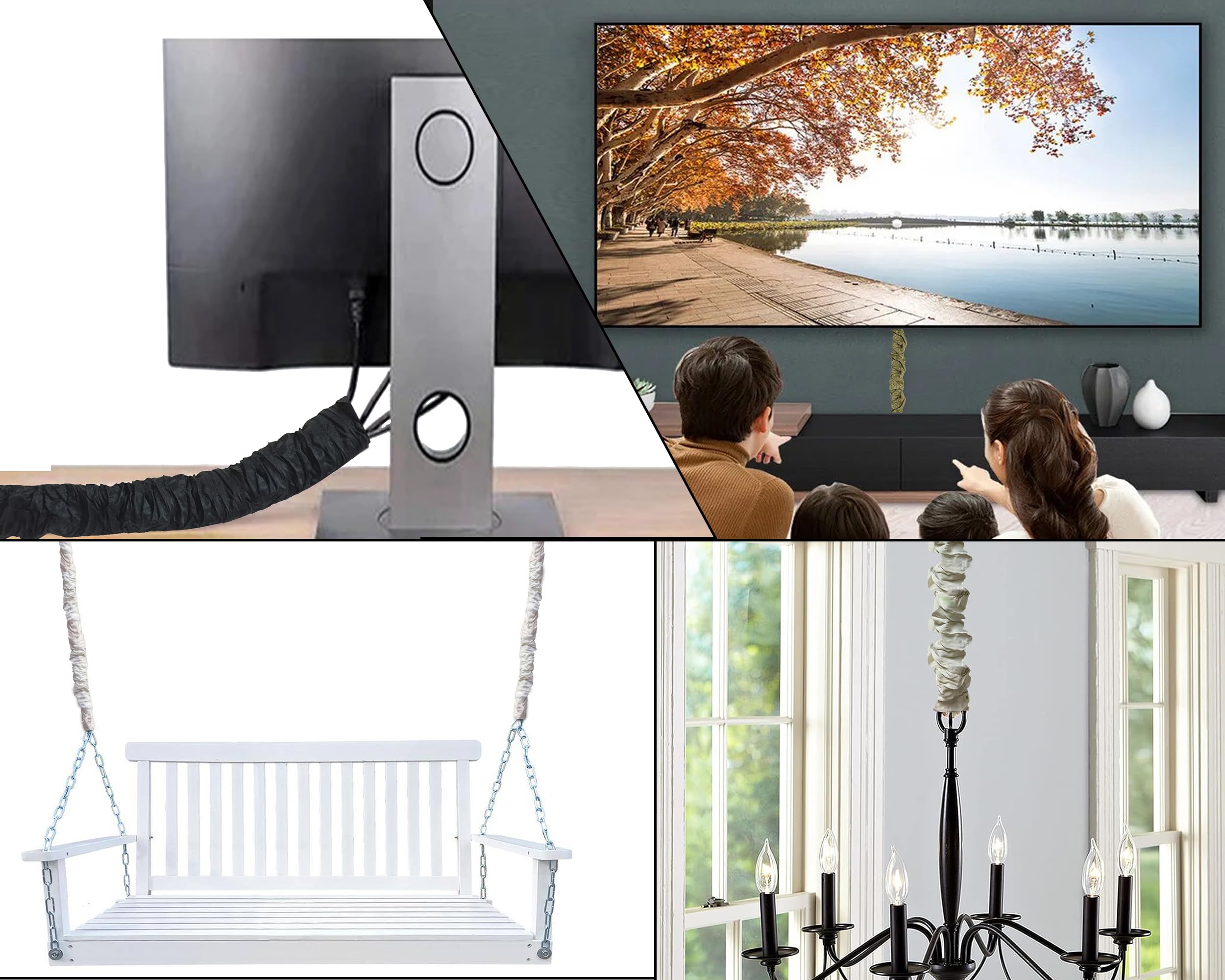 Royal Designs, Inc Cc-30-Lpblk-2 Fabric Cord & Chain Covers, 2 Pack, Leopard Black