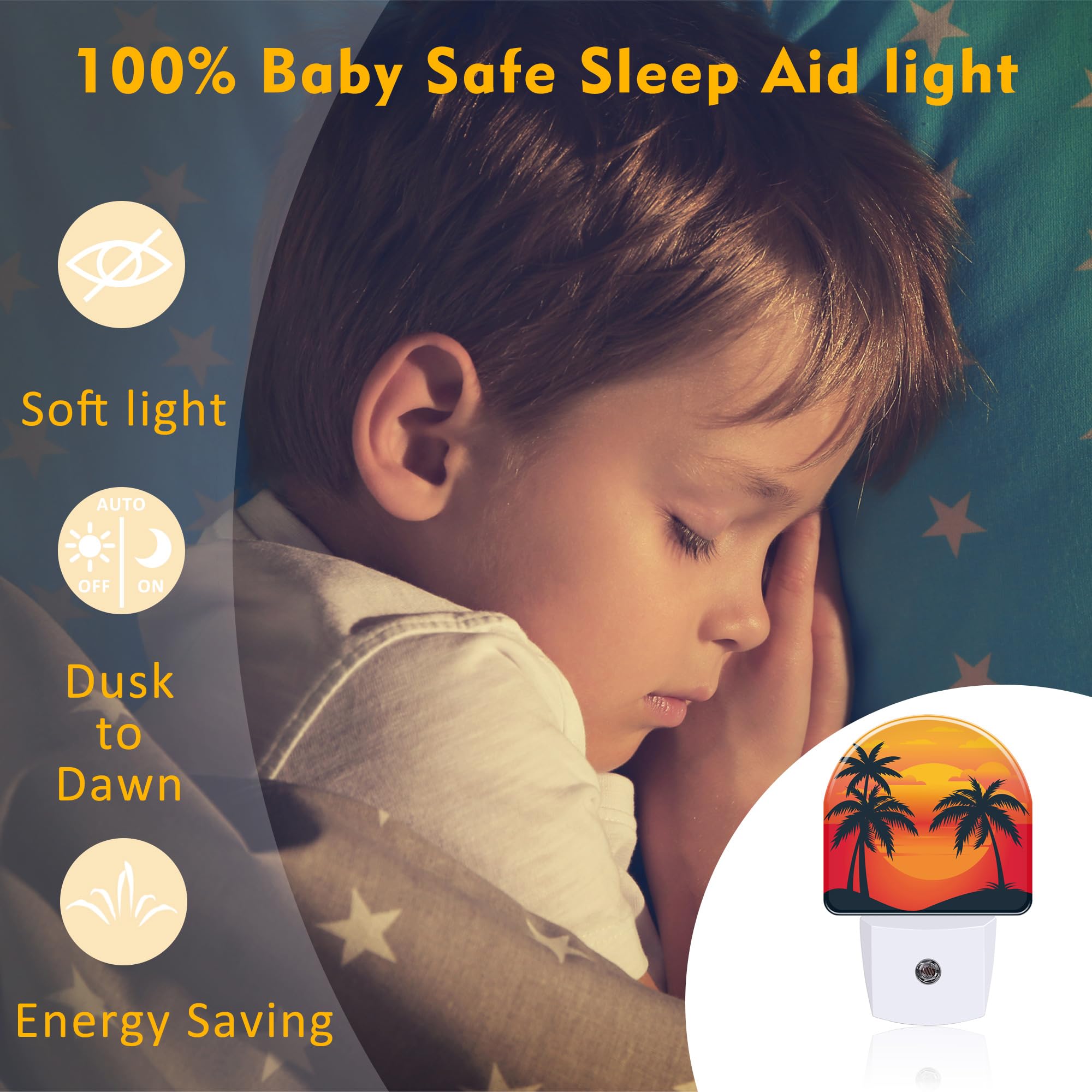 sndheke Palm Tree Night Light, Sunset Design, 0.5W Energy Saving, Kids Home Decor, Model SBD04, Color21