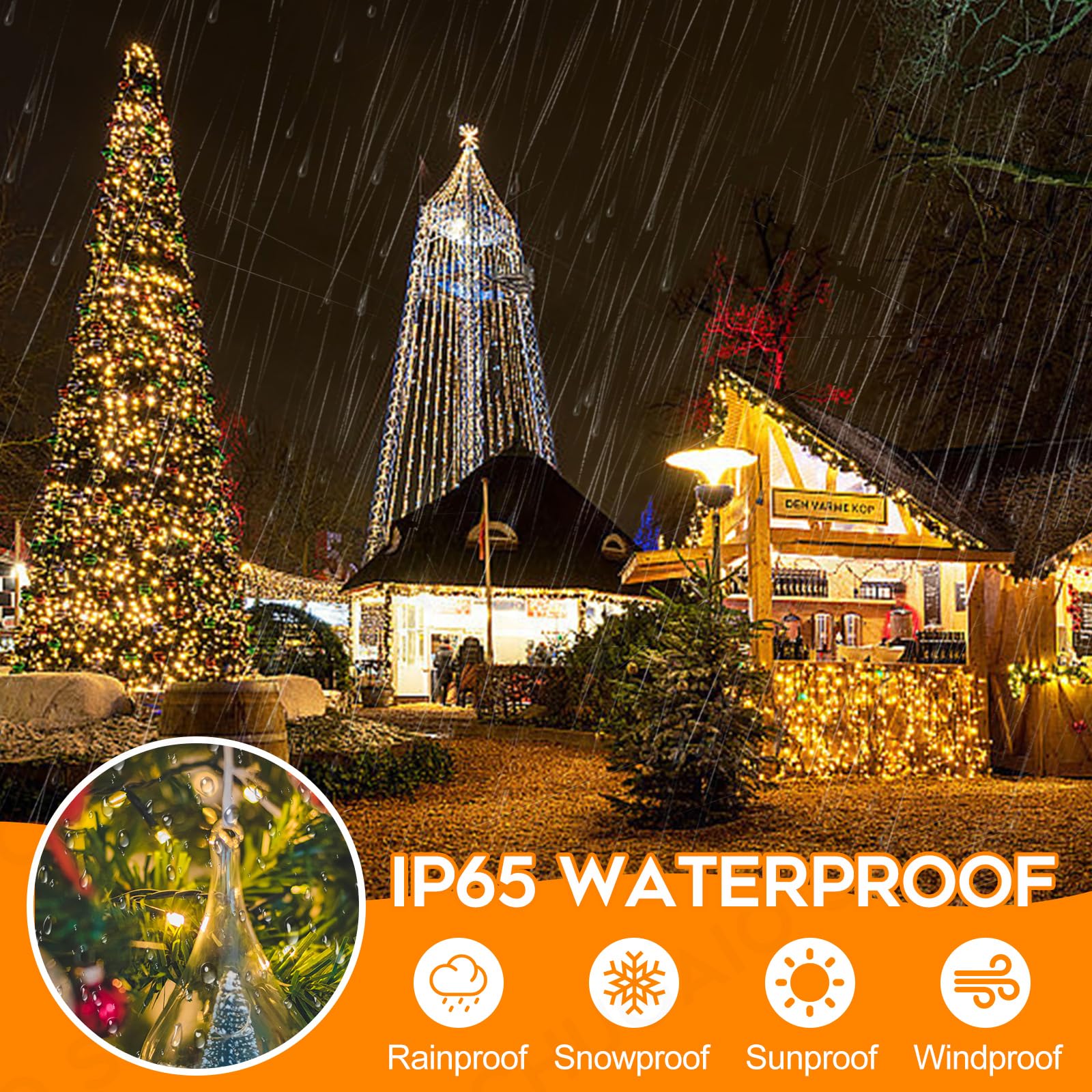 Mgyif 66Ft 200 Led Christmas Lights, Twinkle Xmas Lights With 8 Modes And Timer, Outdoor Waterproof Christmas Tree Lights For Room Bedroom Wedding Party Holiday Decorations, Warm White