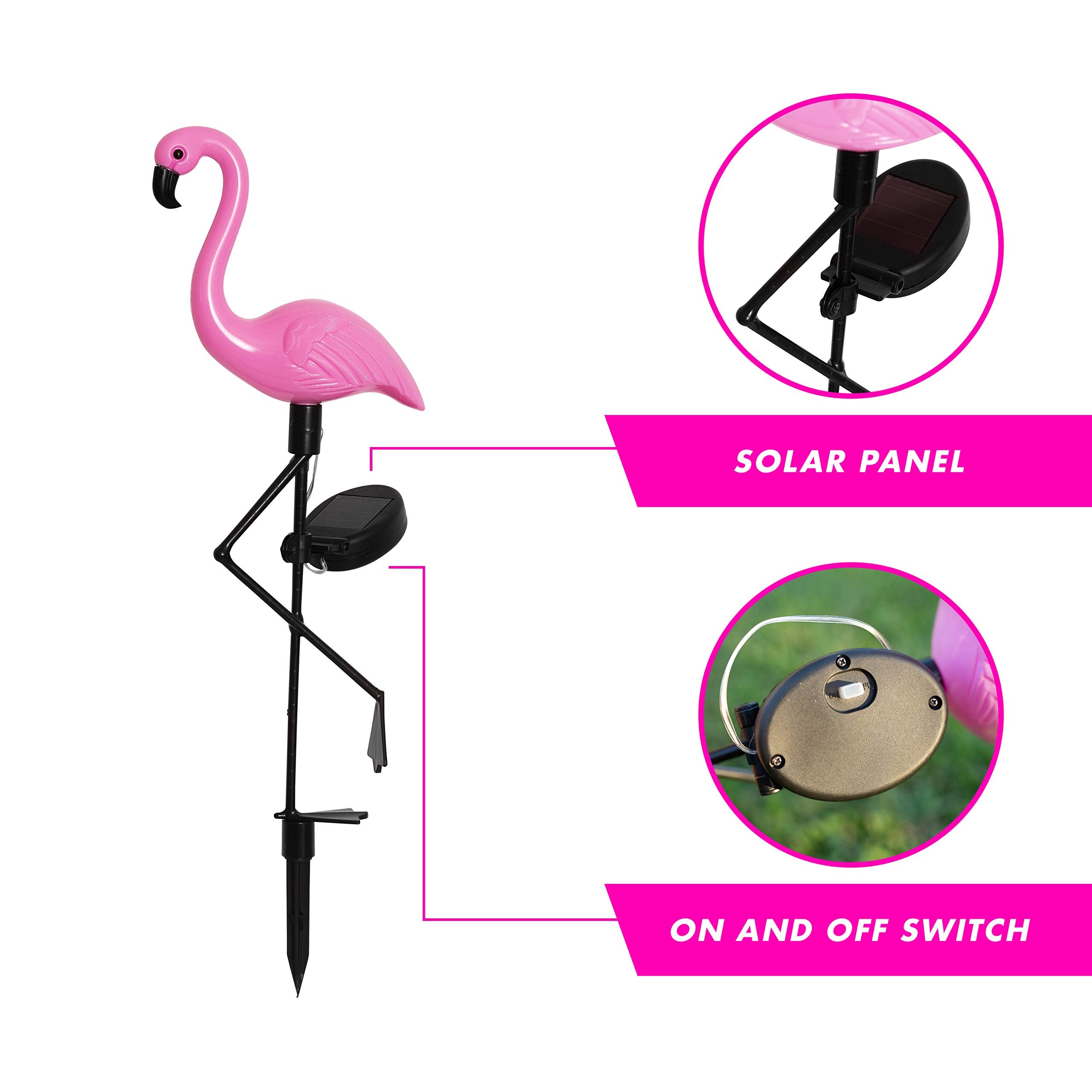 Galashield Pink Flamingo Solar Lights - Outdoor Lawn Decorations & Garden Ornaments