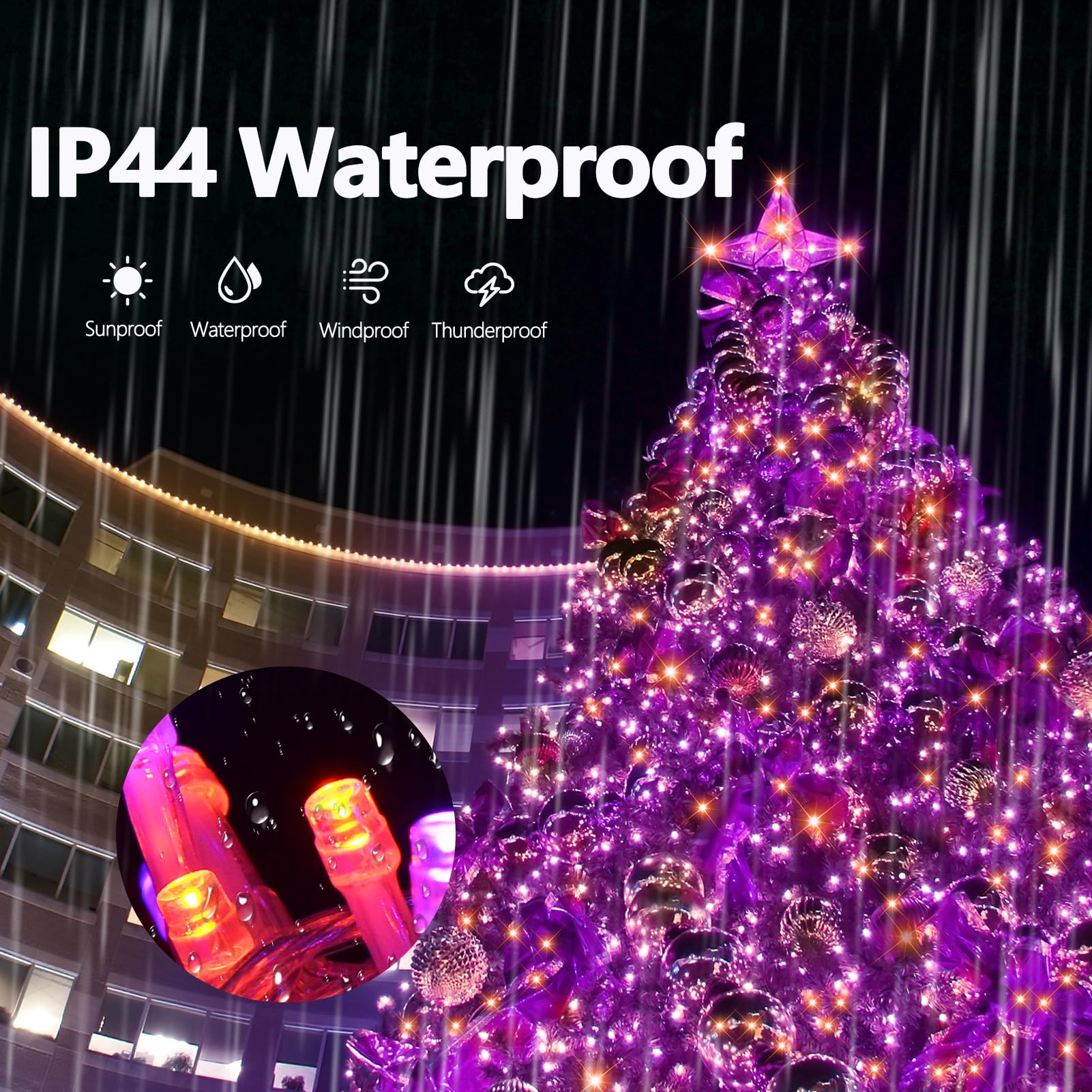 Illuminew 300 Led Halloween String Lights, 108Ft, 8 Modes, Orange Purple, Indoor Outdoor Decor